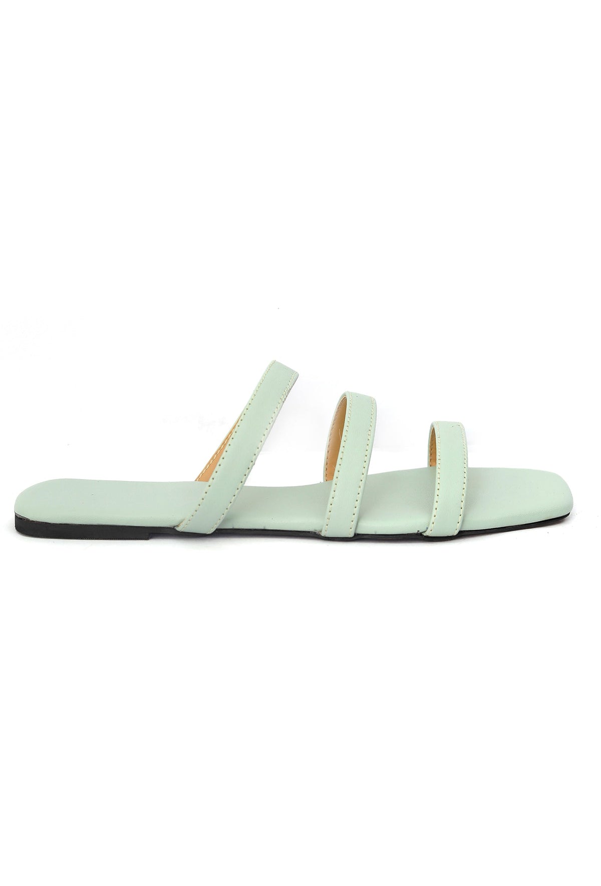 Mint Green Three Strap Cruelty Free Leather Flats サイズ EU38