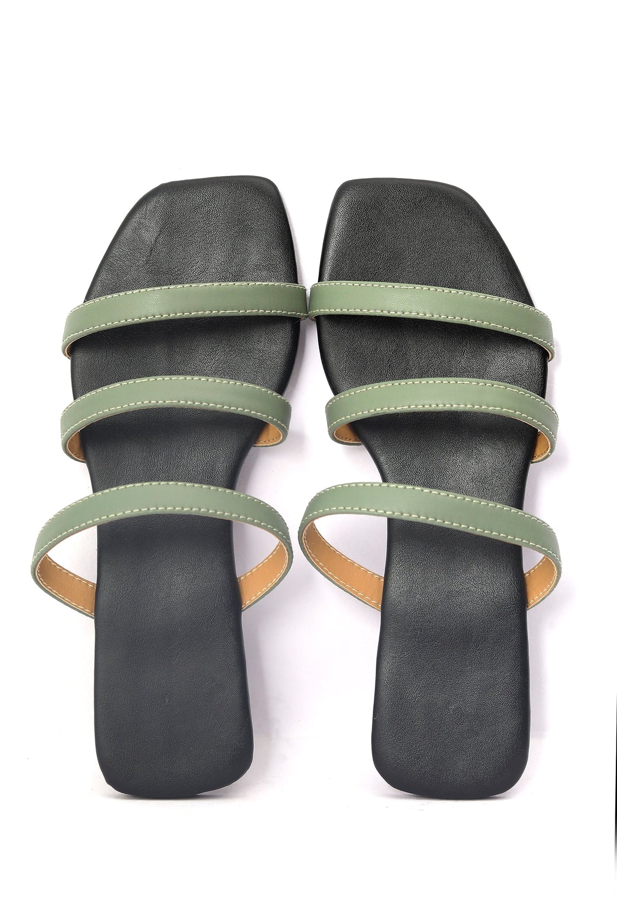 Green Straps Black Sole Cruelty Free Leather Flats サイズ EU40
