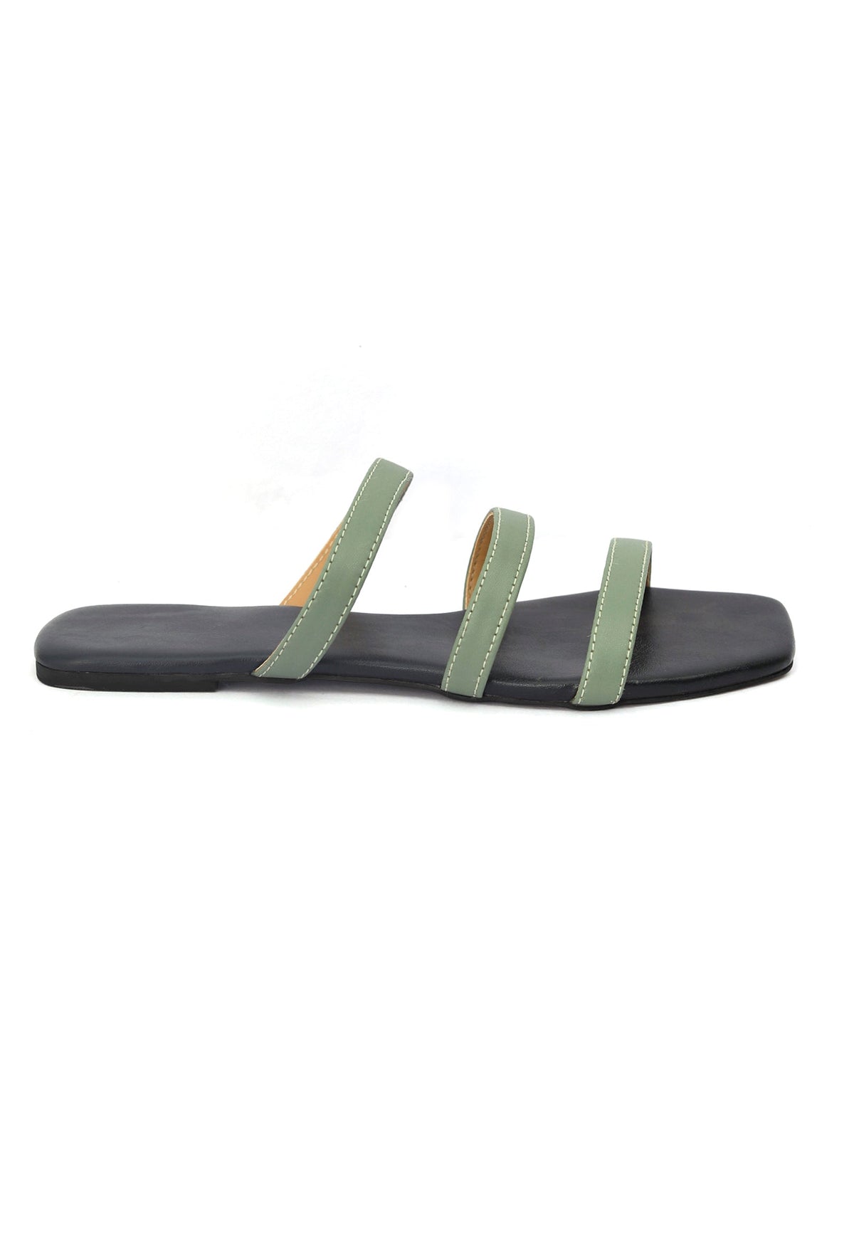 Green Straps Black Sole Cruelty Free Leather Flats サイズ EU35