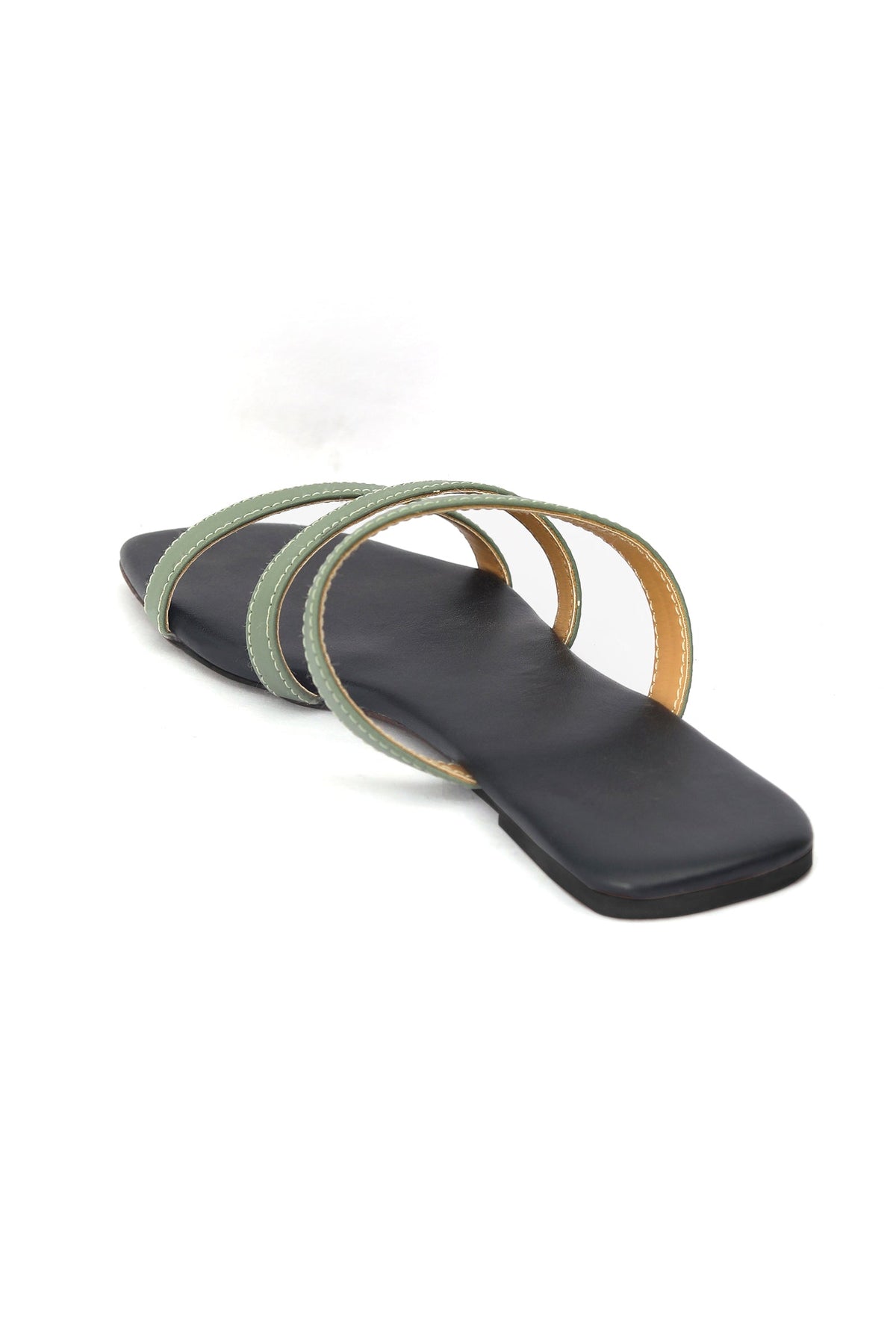Green Straps Black Sole Cruelty Free Leather Flats サイズ EU40