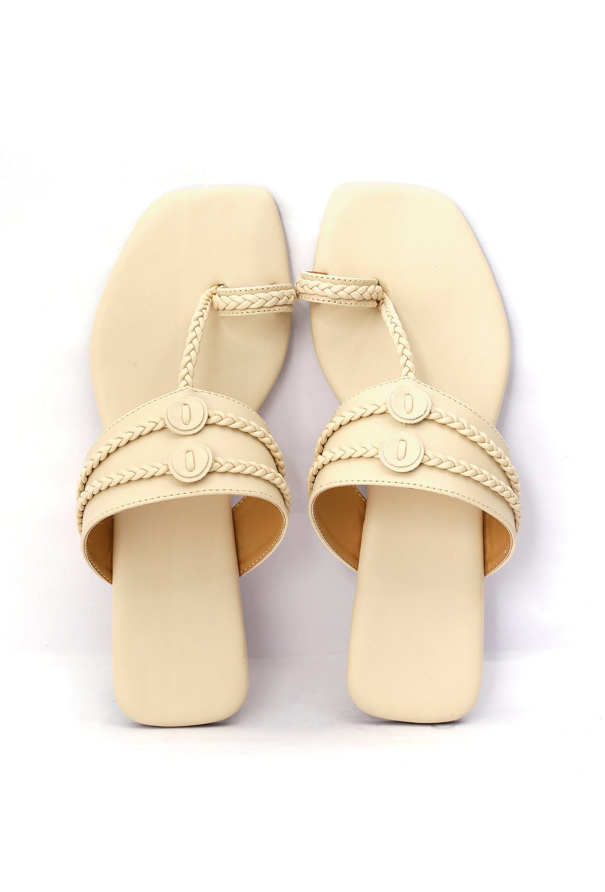Creamy White Cruelty Free Leather Inspired Kolhapuri サイズ EU36