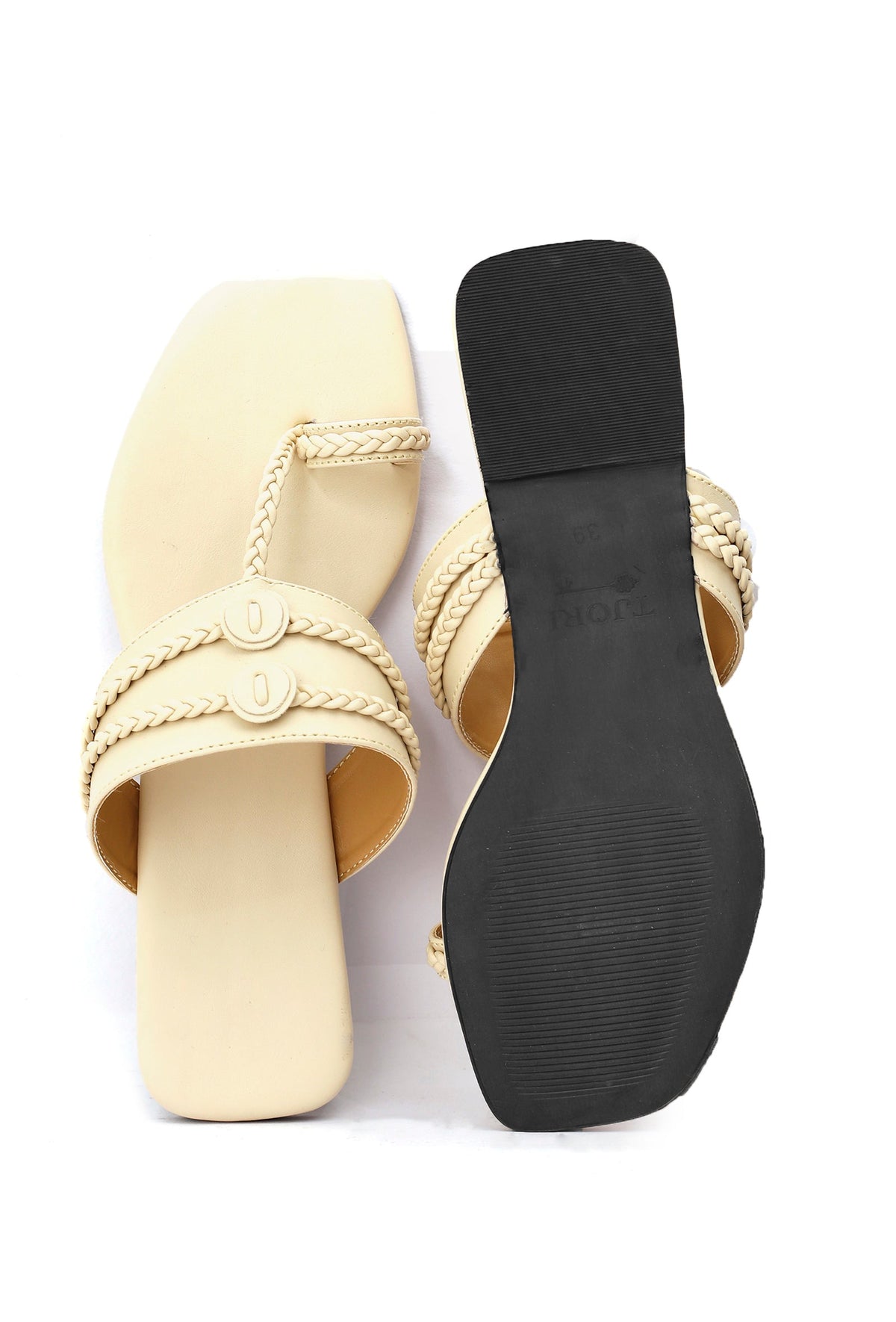 Creamy White Cruelty Free Leather Inspired Kolhapuri サイズ EU42