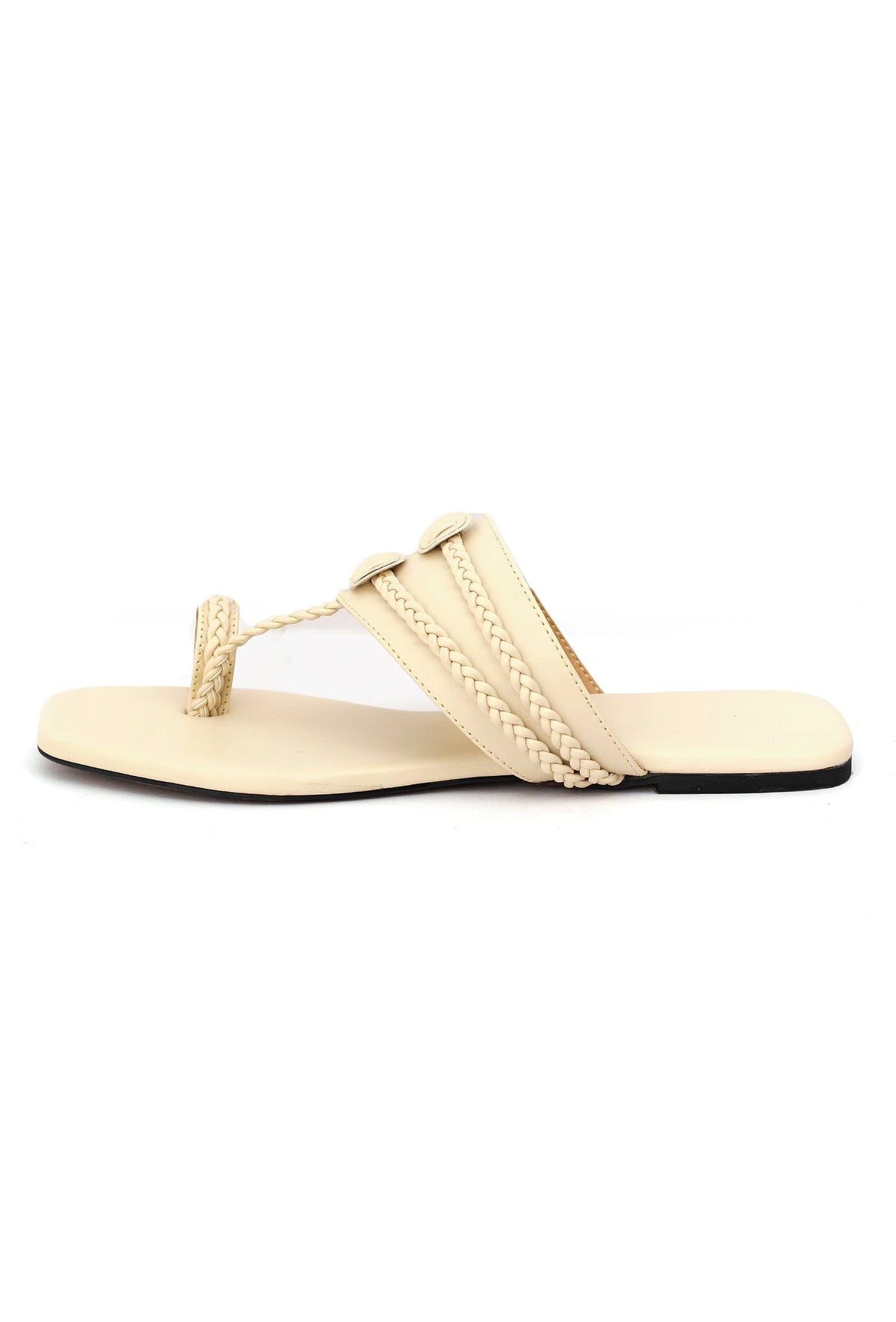 Creamy White Cruelty Free Leather Inspired Kolhapuri サイズ EU35