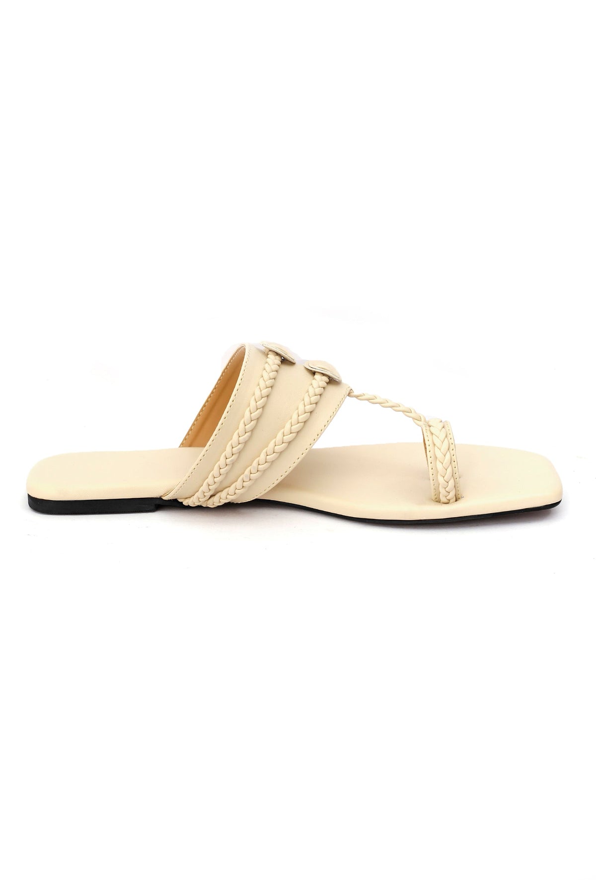 Creamy White Cruelty Free Leather Inspired Kolhapuri サイズ EU40
