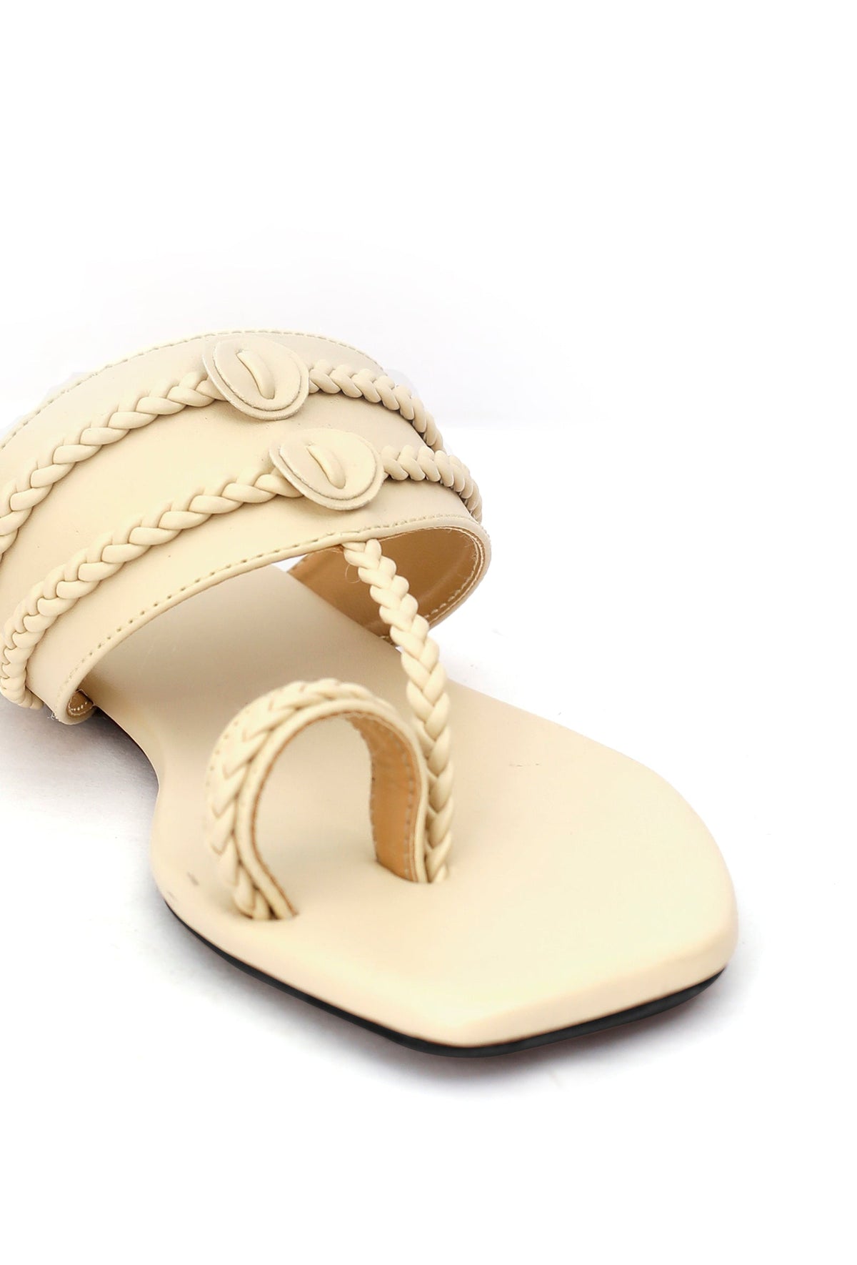 Creamy White Cruelty Free Leather Inspired Kolhapuri サイズ EU40