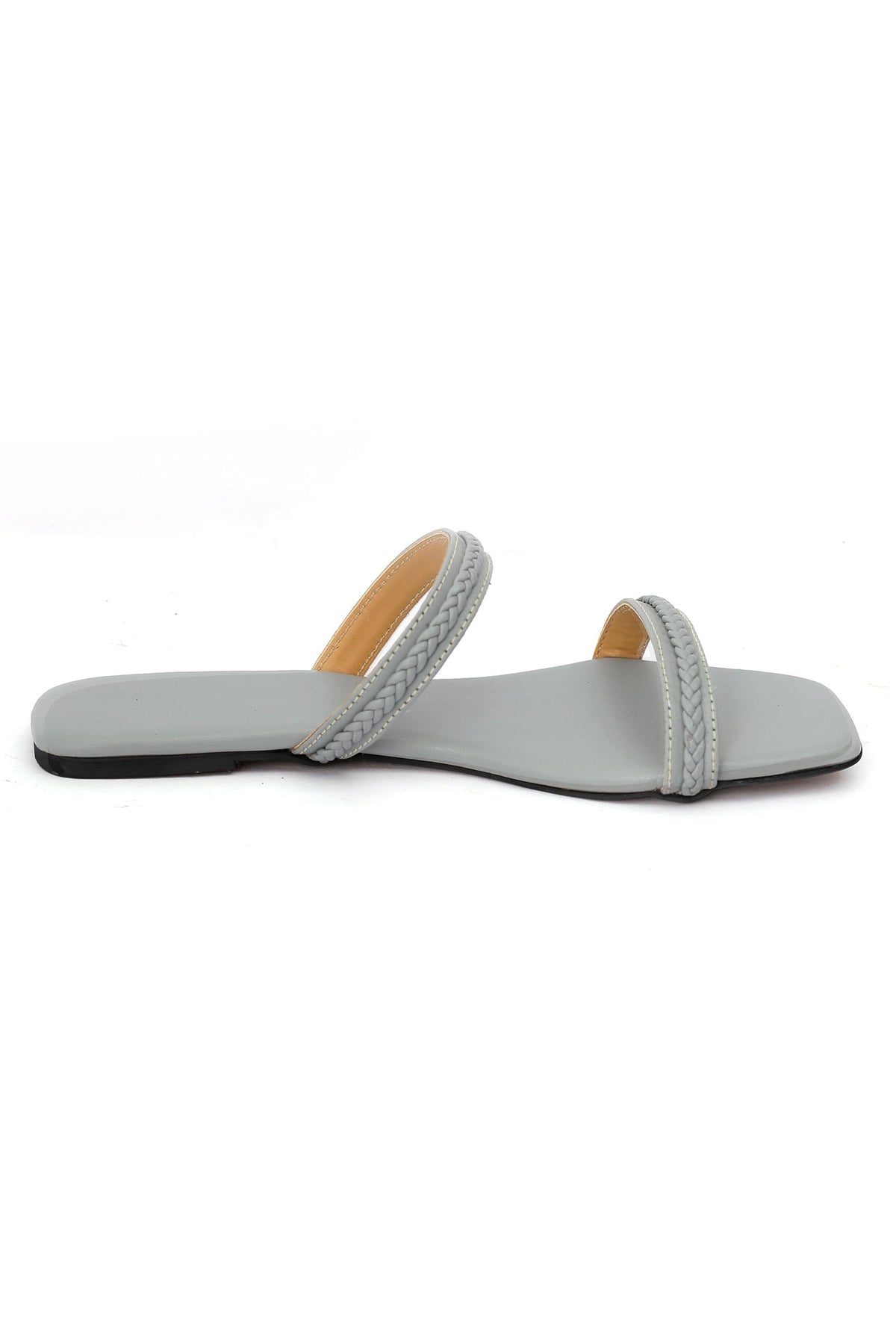 Pastel Grey Braided Cruelty Free Leather Sliders サイズ EU42