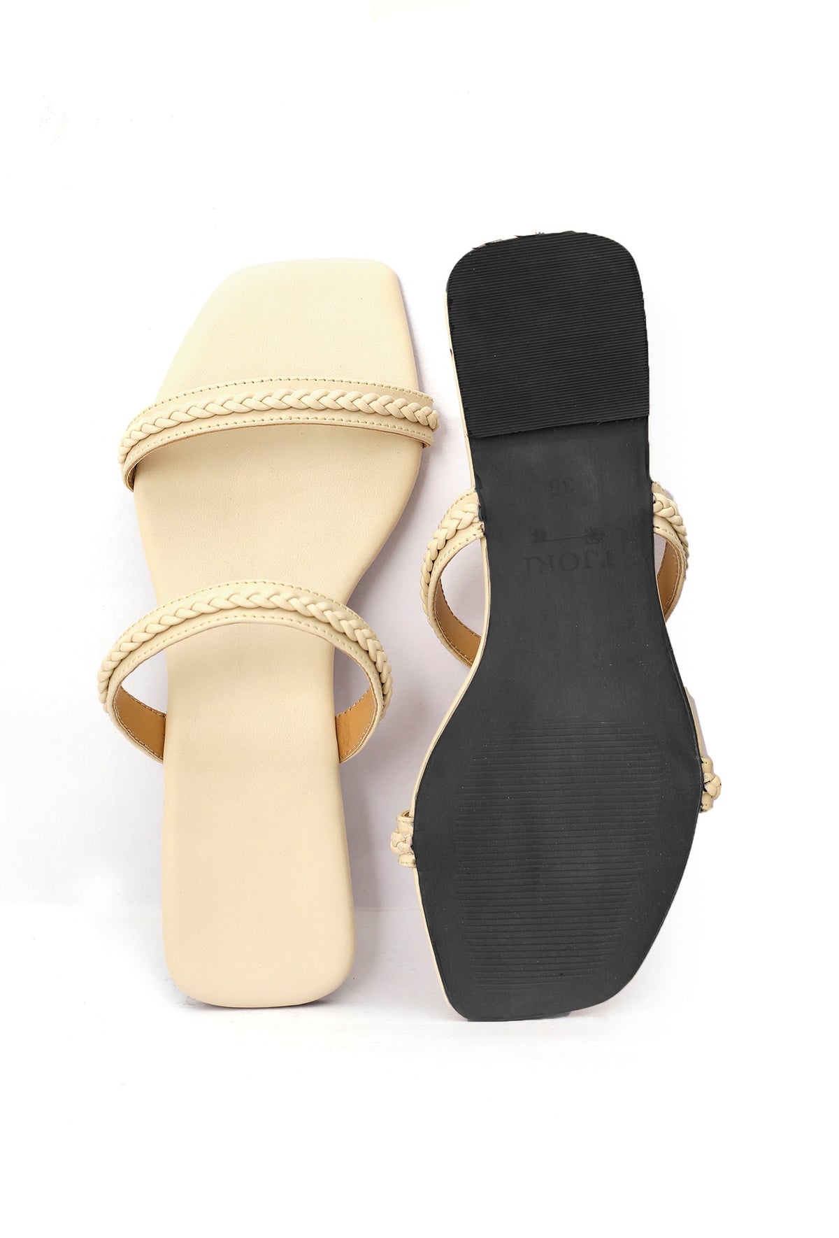 Creamy White Cruelty Free Leather Sliders サイズ EU36