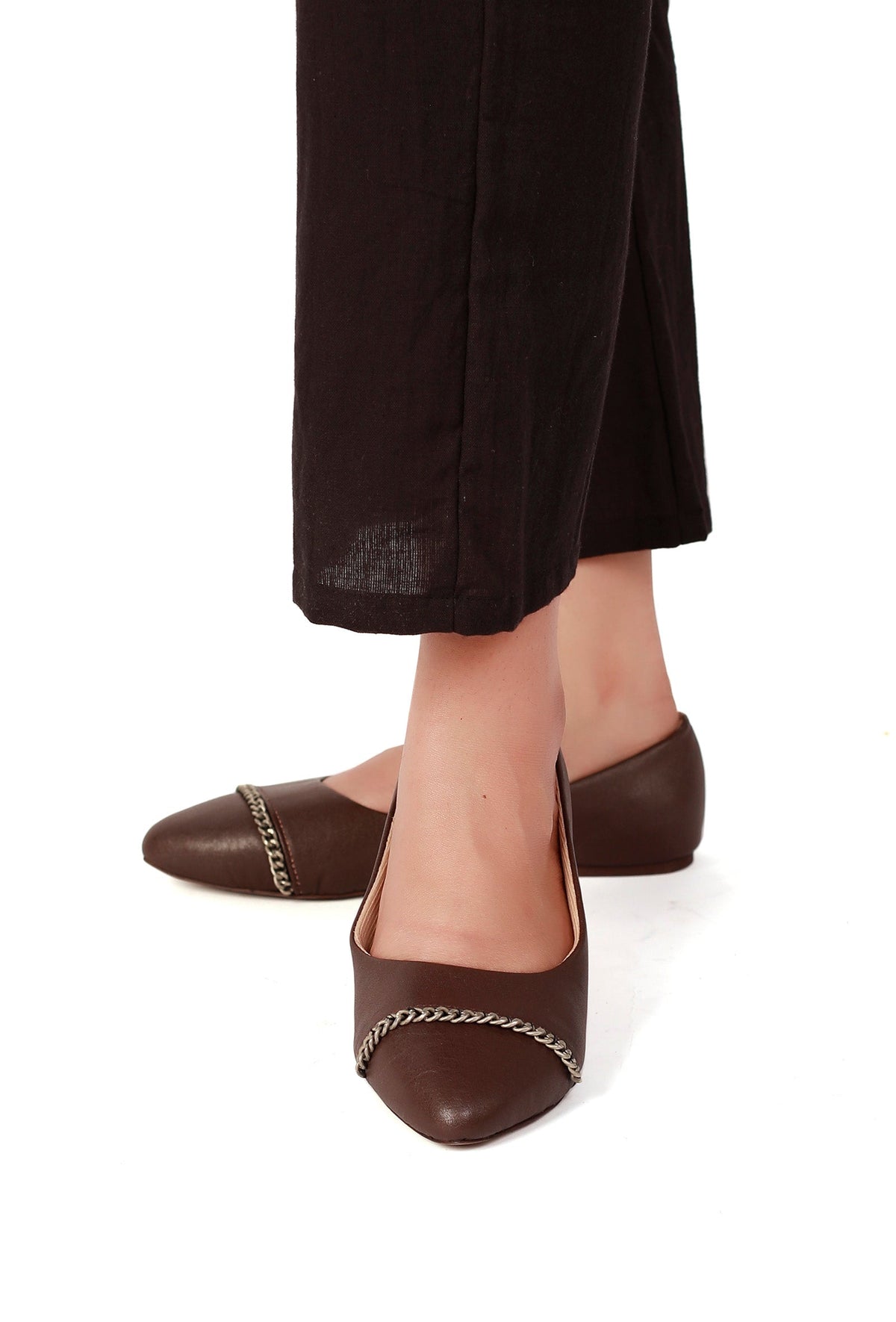 Coco Brown Chain Cruelty-Free Leather Mules サイズ EU38