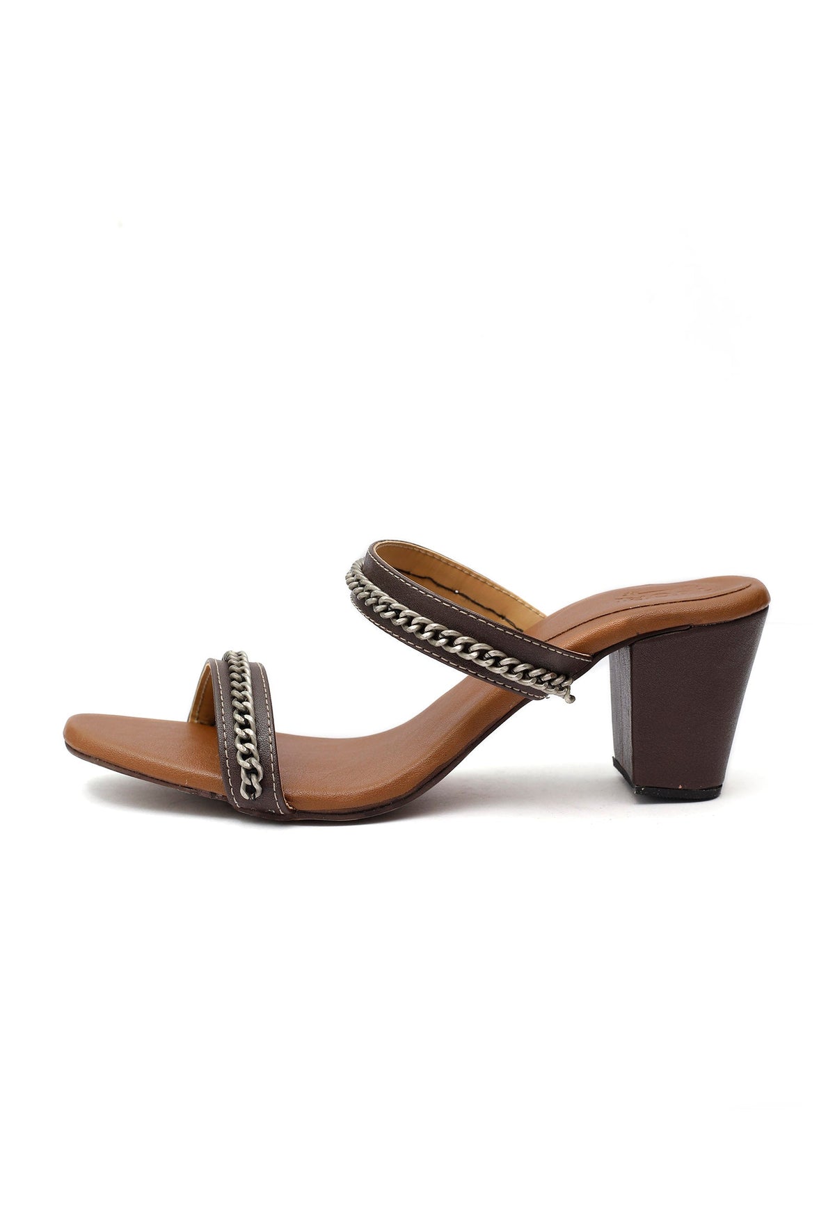 Umber Brown Chain Cruelty-Free Leather Heels サイズ EU39