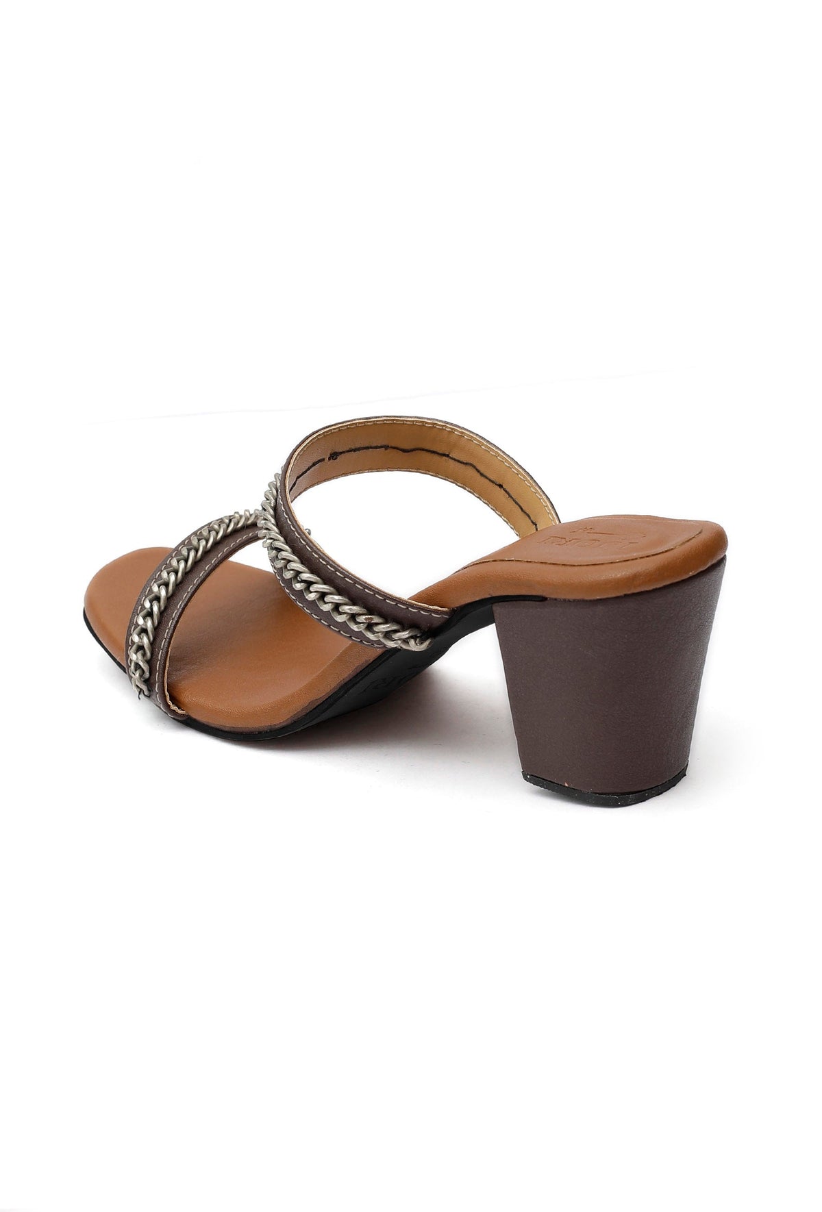 Umber Brown Chain Cruelty-Free Leather Heels サイズ EU42