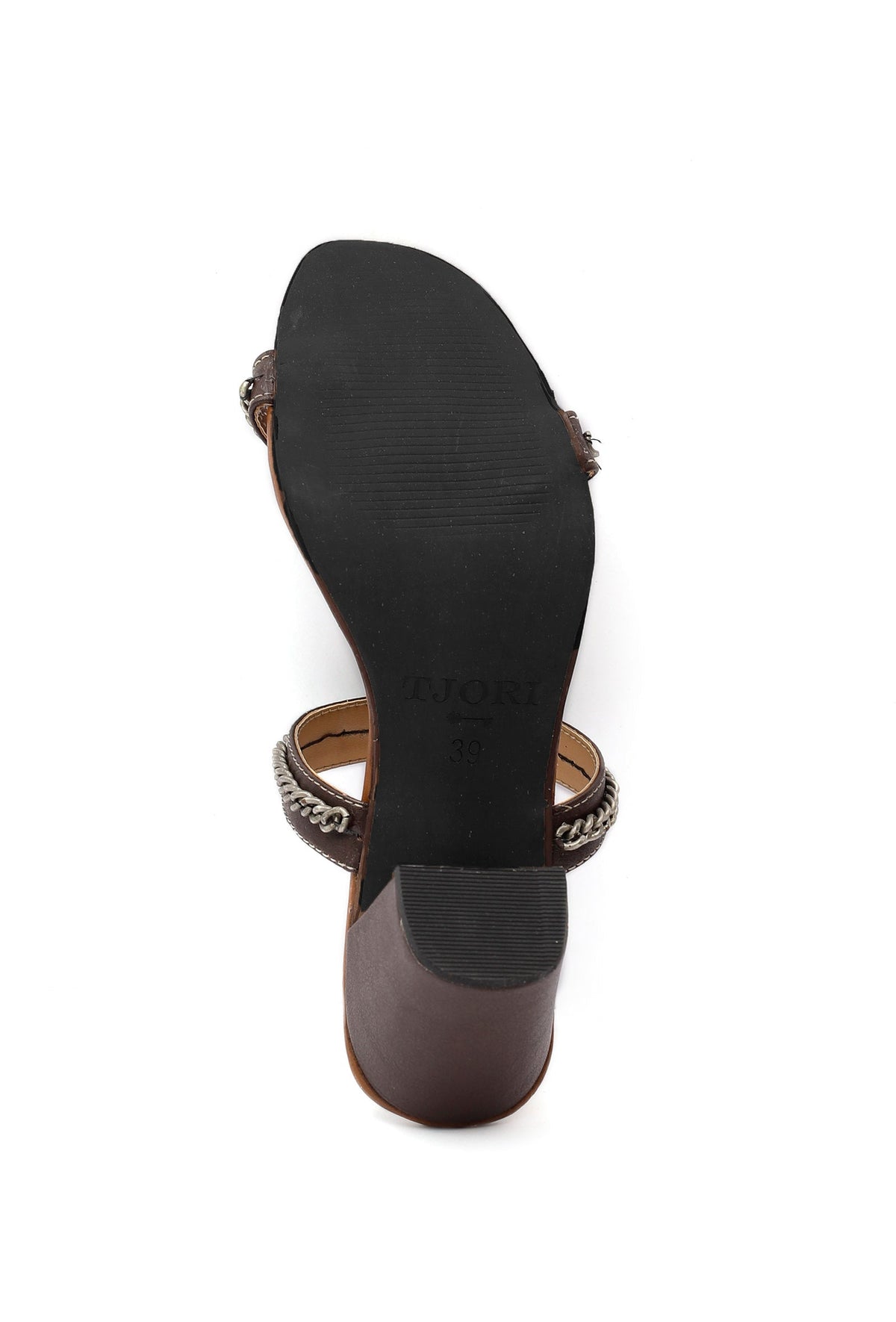 Umber Brown Chain Cruelty-Free Leather Heels サイズ EU35