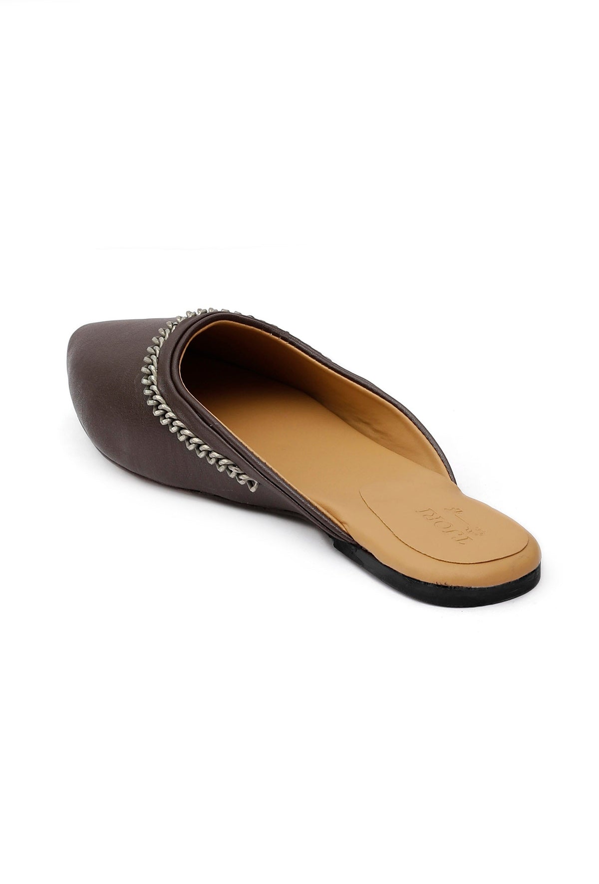 Wood Brown Chain Cruelty-Free Leather Mules サイズ EU39