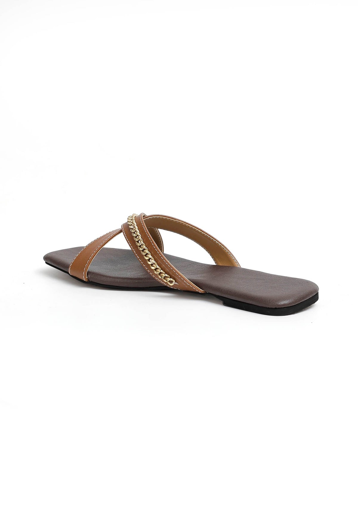 Tan Brown Criss Cross Cruelty-Free Leather Flats サイズ EU41