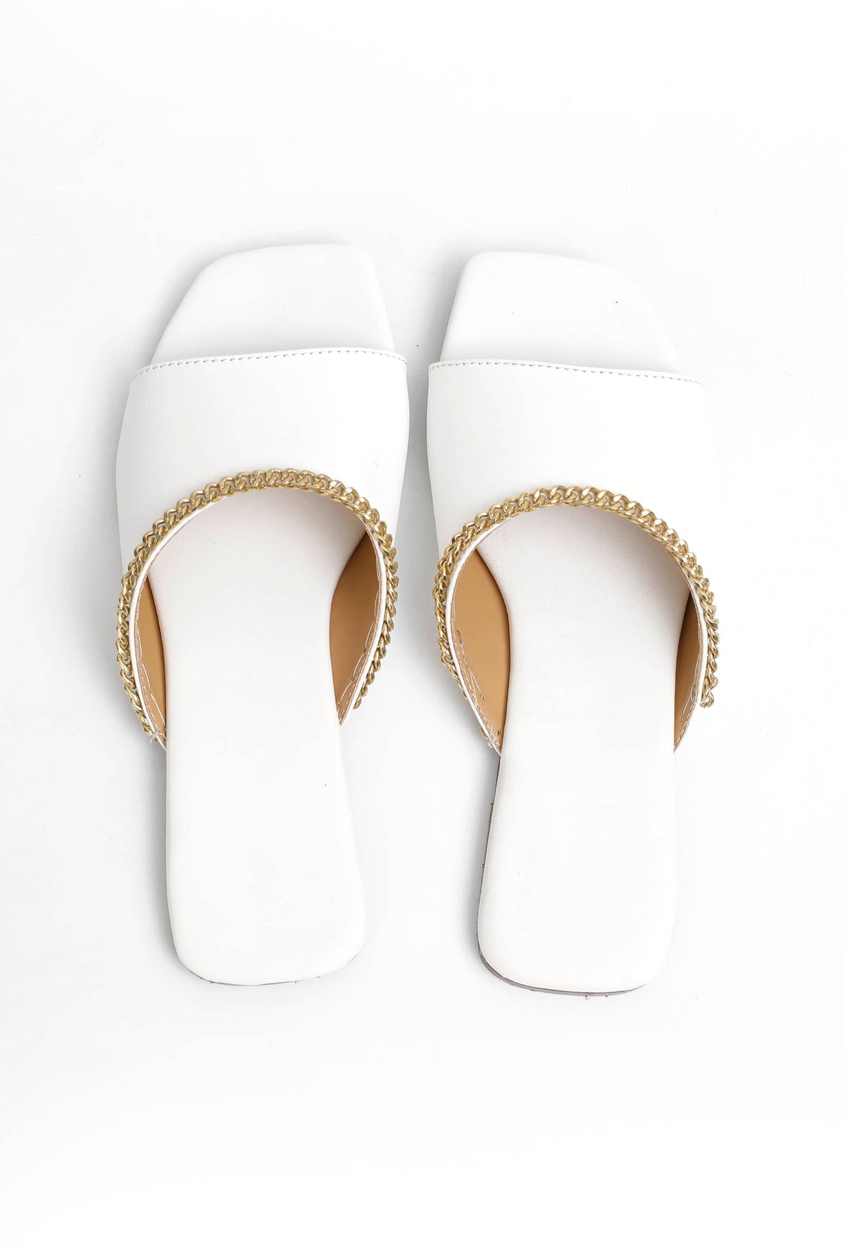 Irish White Gold Chain Cruelty-Free Leather Flats サイズ EU37