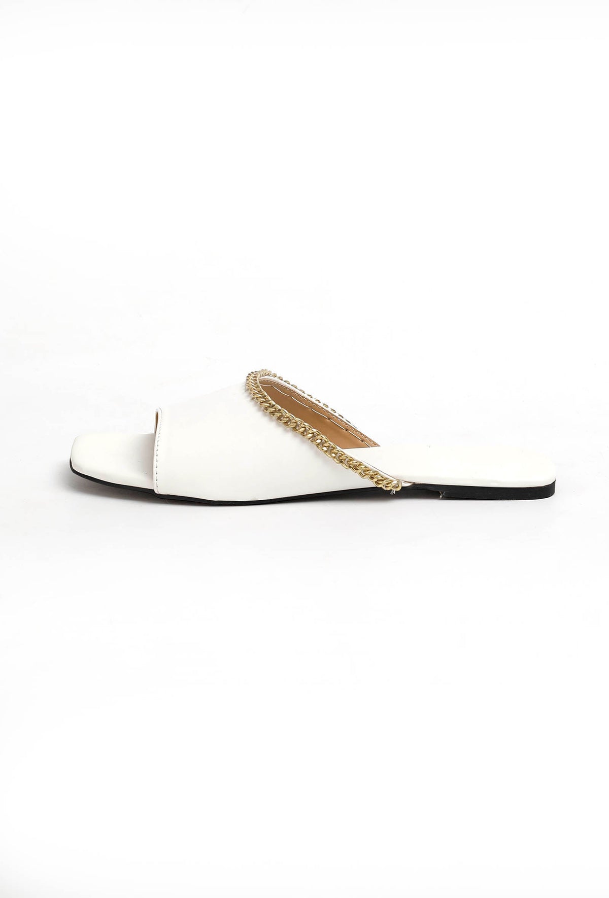 Irish White Gold Chain Cruelty-Free Leather Flats サイズ EU35