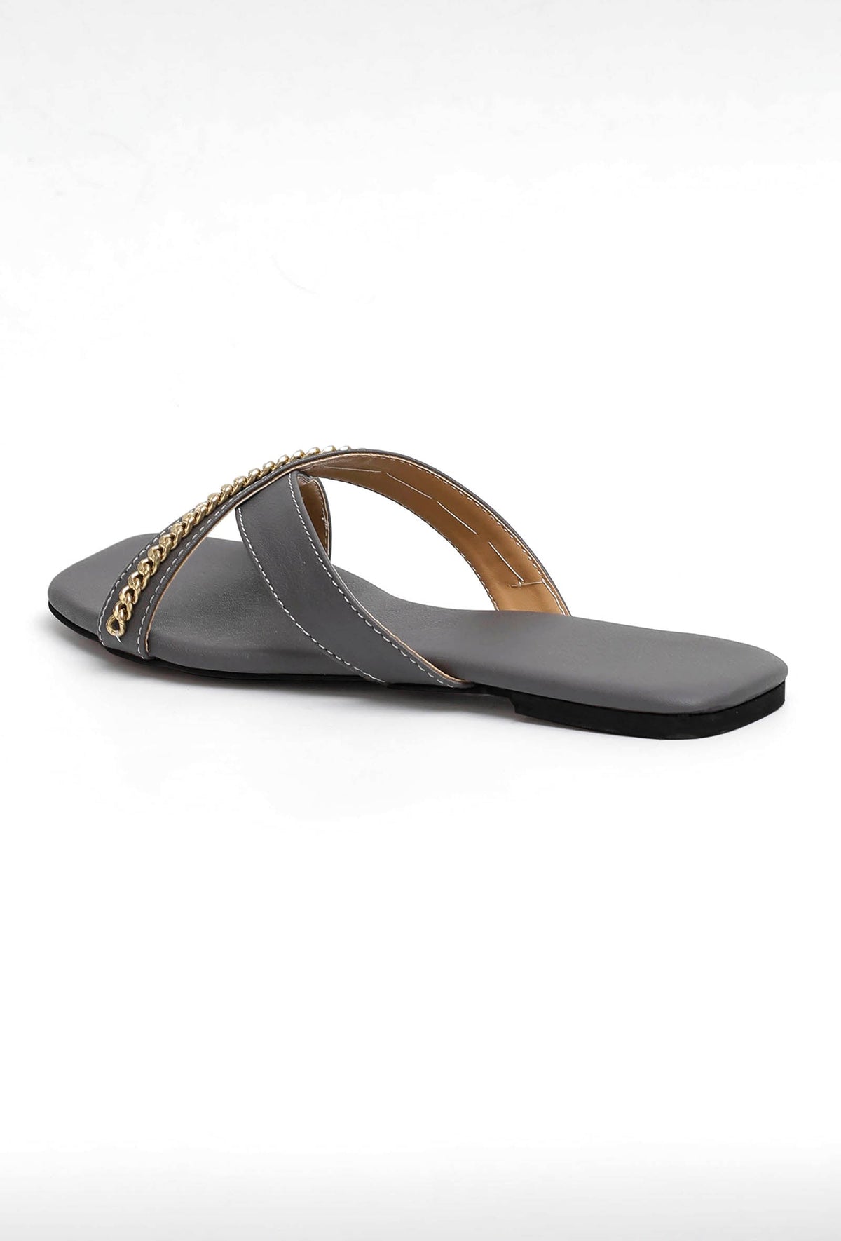 Sepia Grey Criss Cross Cruelty-Free Leather Flats サイズ EU38