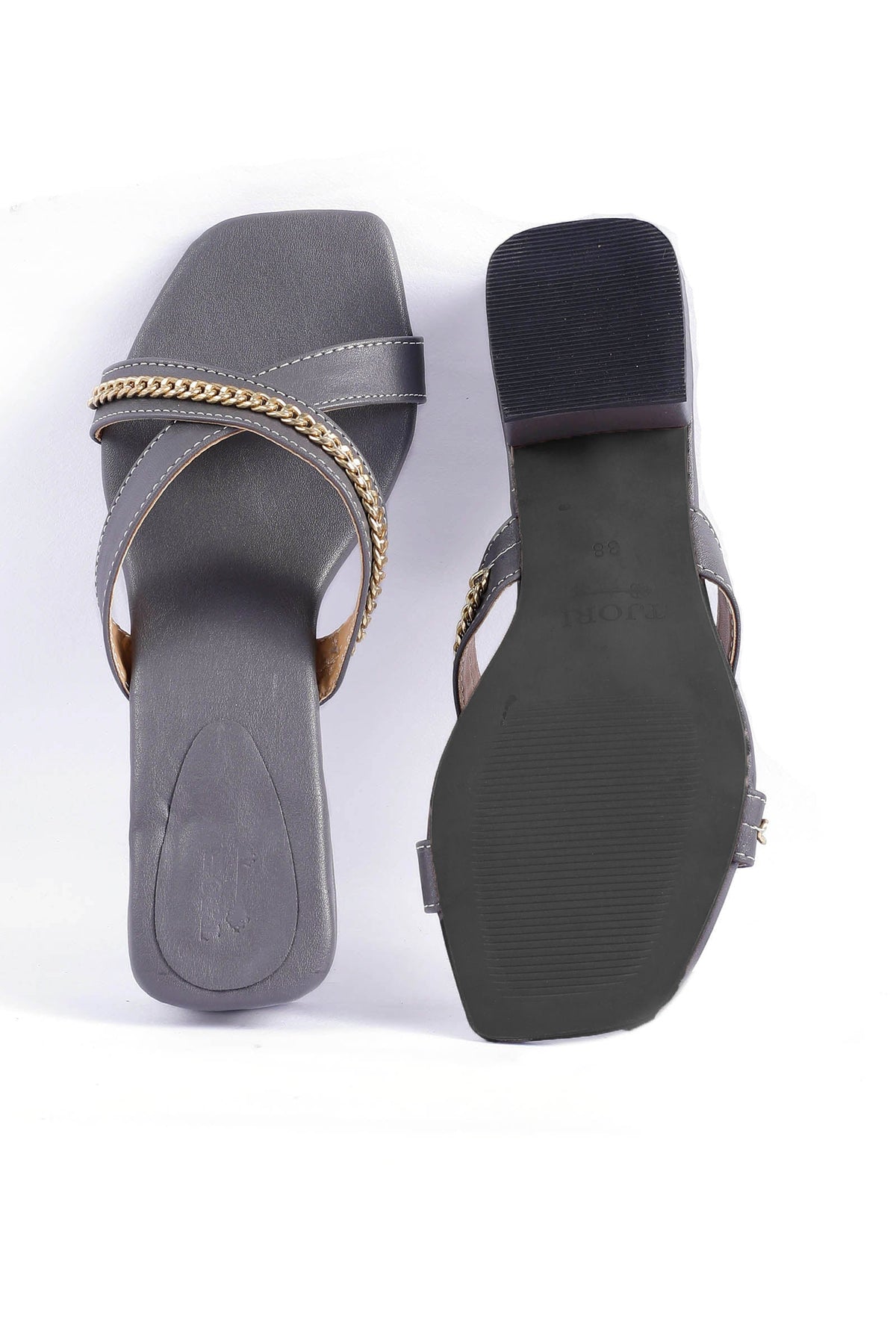 Steel Blue Criss Cross Cruelty-Free Leather Heels サイズ EU35