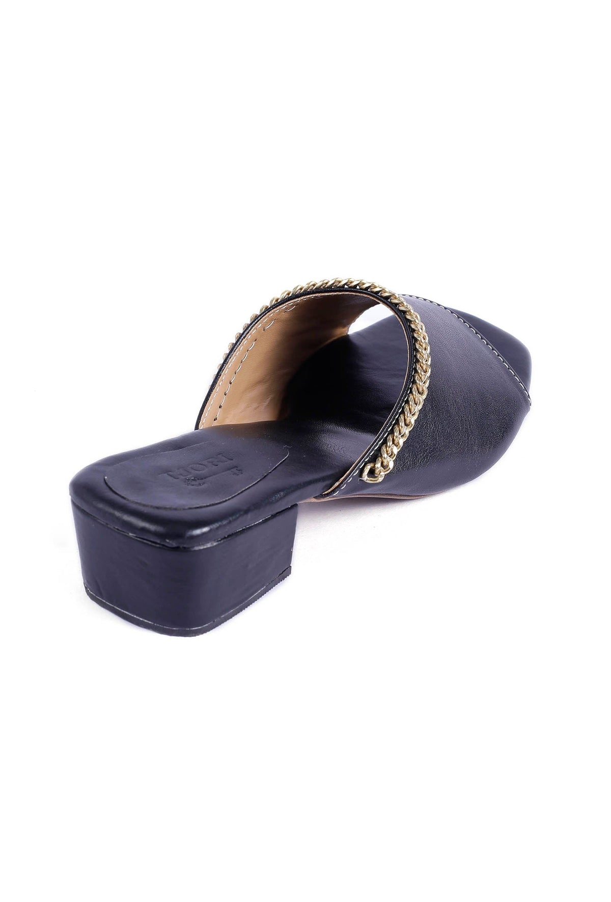 Bella Black Cold Chain Cruelty-Free Leather Heels サイズ EU35