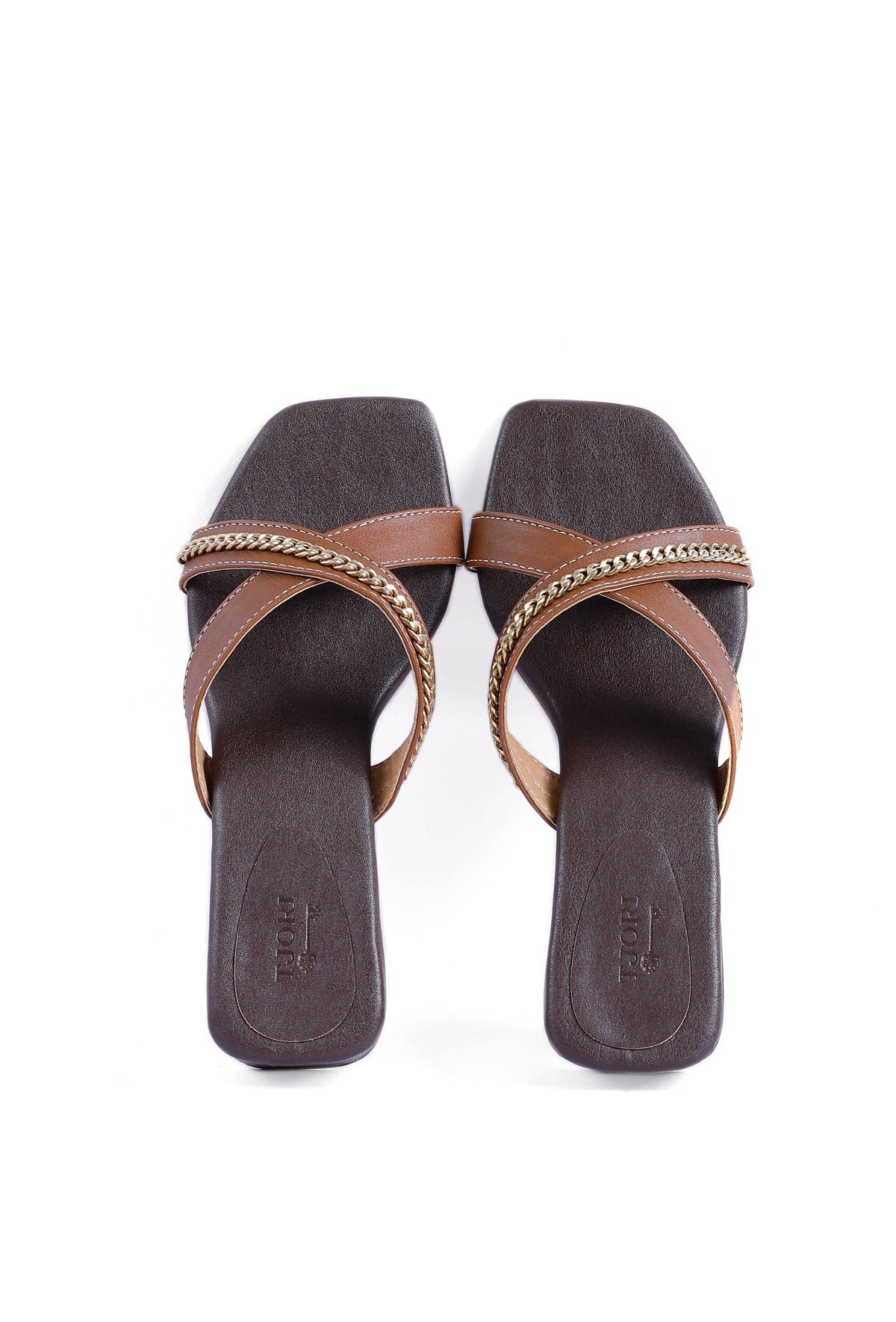 Tan Brown Criss Cross Cruelty-Free Leather Heels サイズ EU42