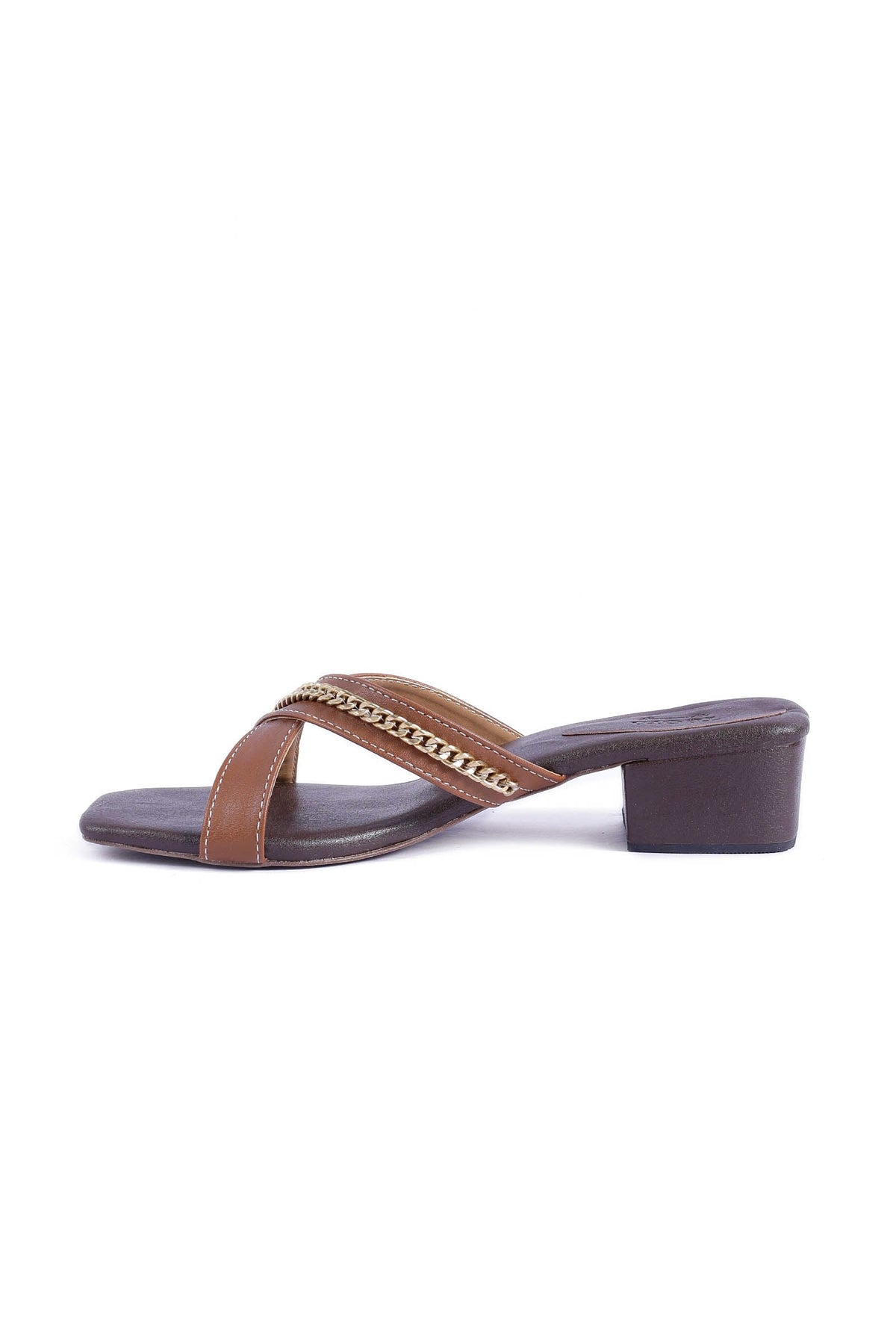 Tan Brown Criss Cross Cruelty-Free Leather Heels サイズ EU35