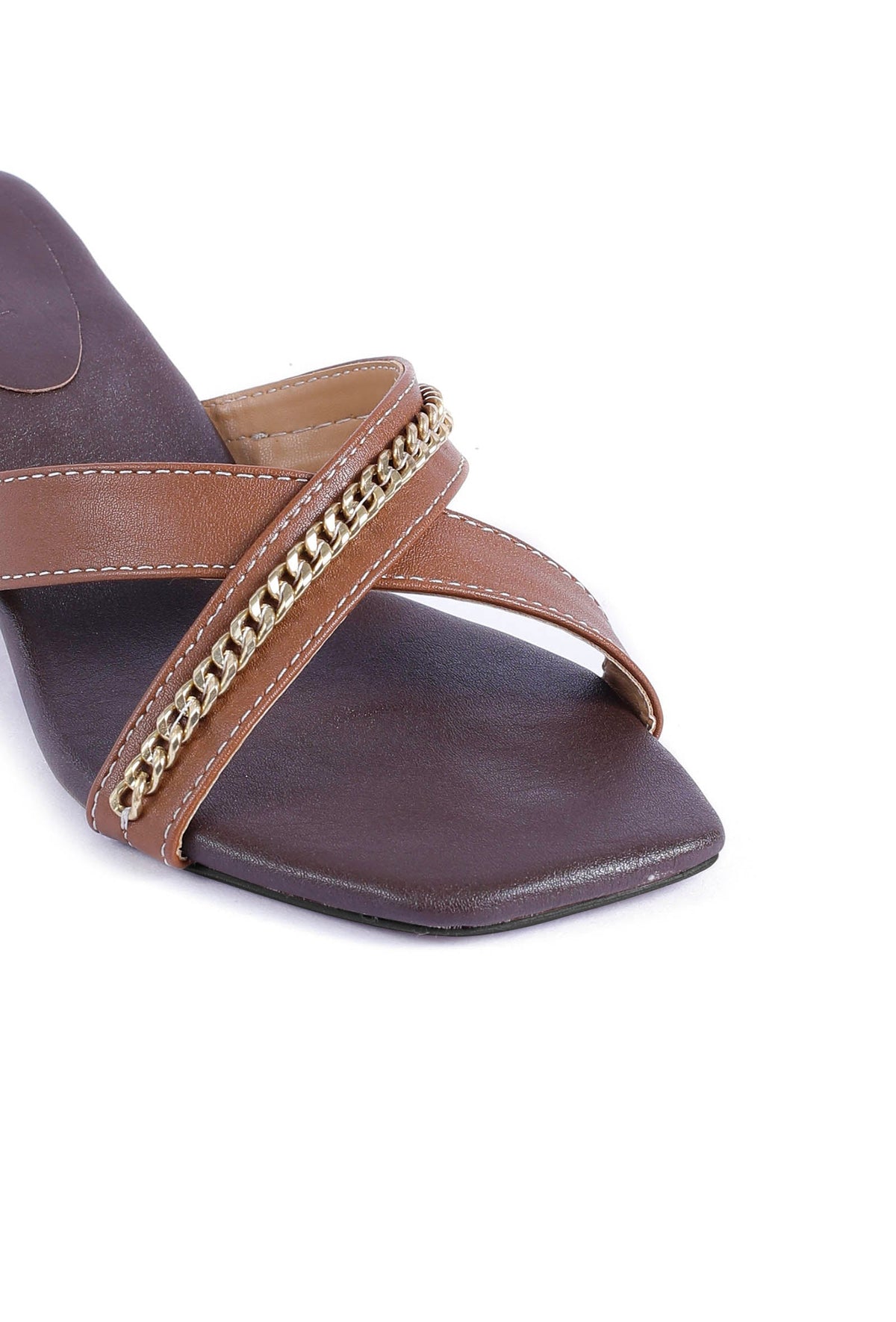 Tan Brown Criss Cross Cruelty-Free Leather Heels サイズ EU41