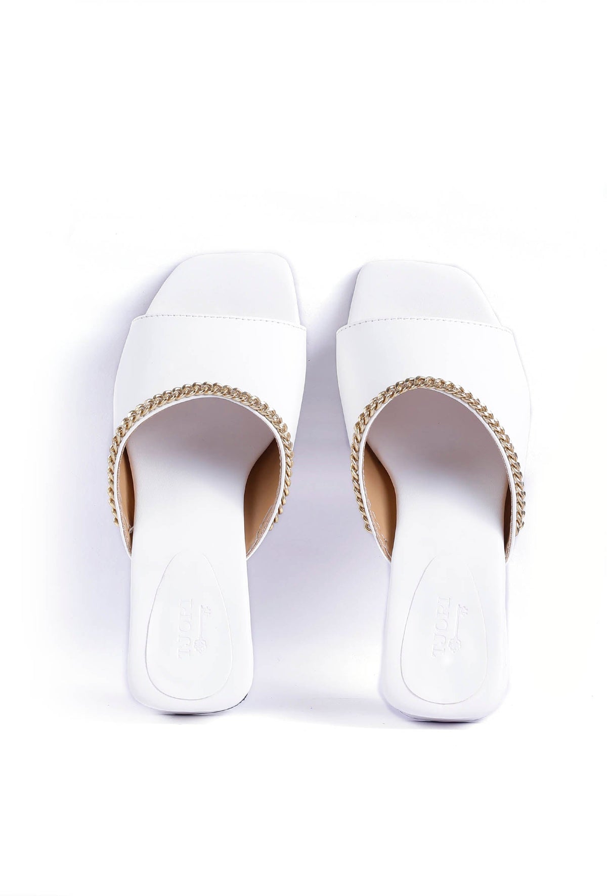Classic White Chain Cruelty-Free Leather Heels サイズ EU38