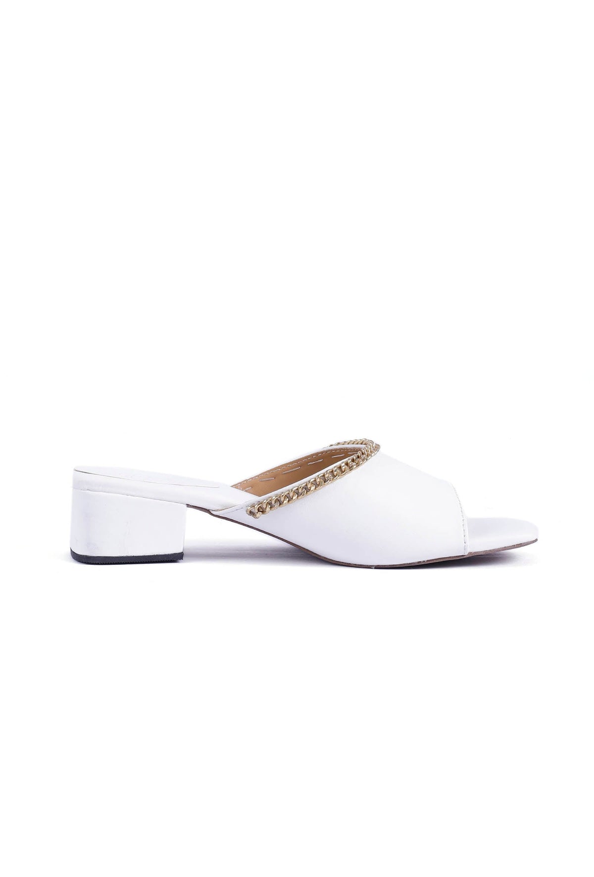 Classic White Chain Cruelty-Free Leather Heels サイズ EU38