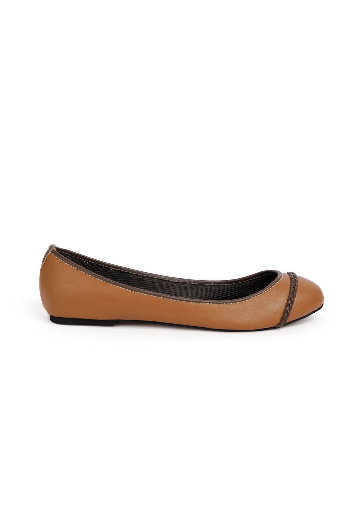 Tan Brown Cruelty Free Leather Flat Ballerinas サイズ EU42