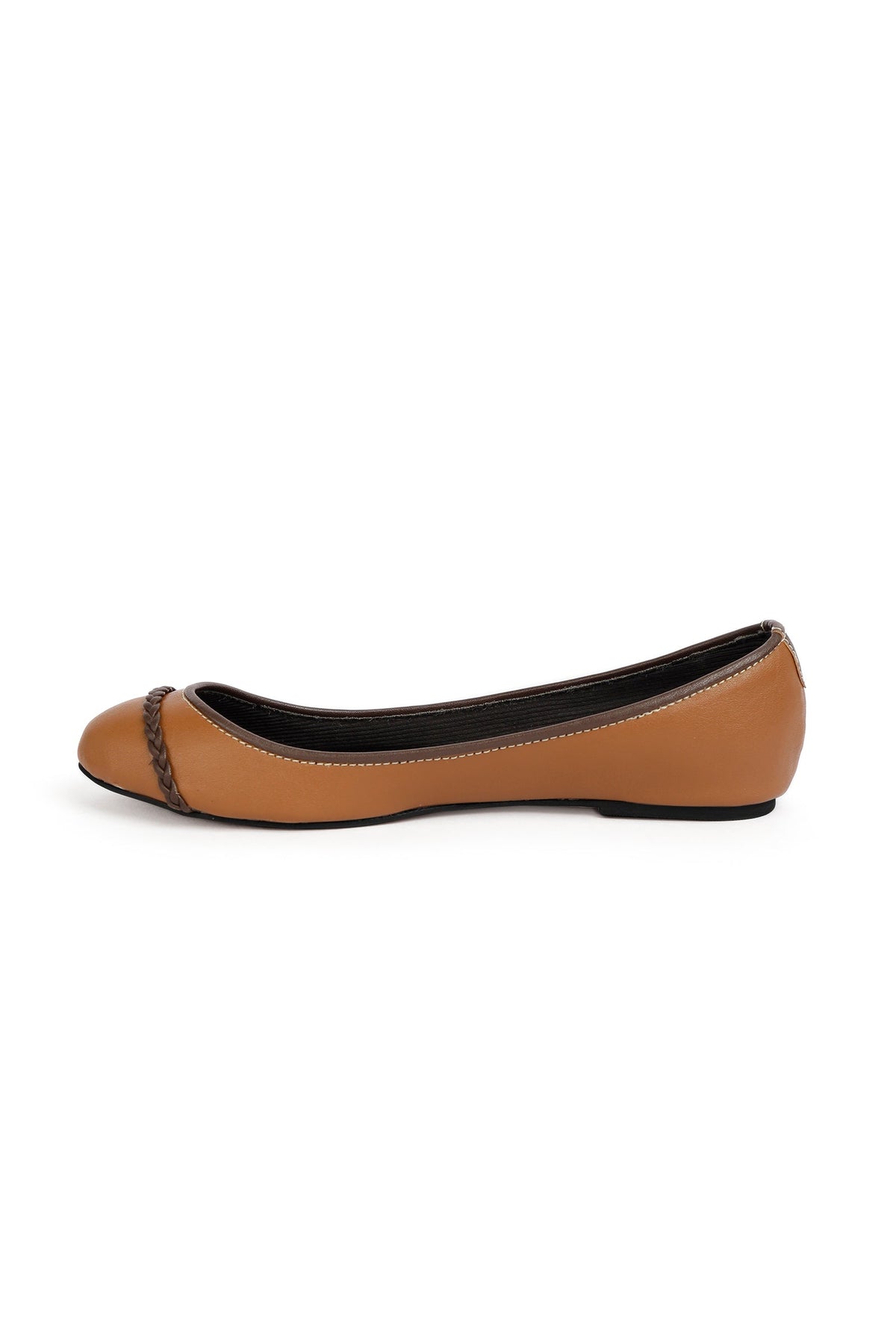Tan Brown Cruelty Free Leather Flat Ballerinas サイズ EU38