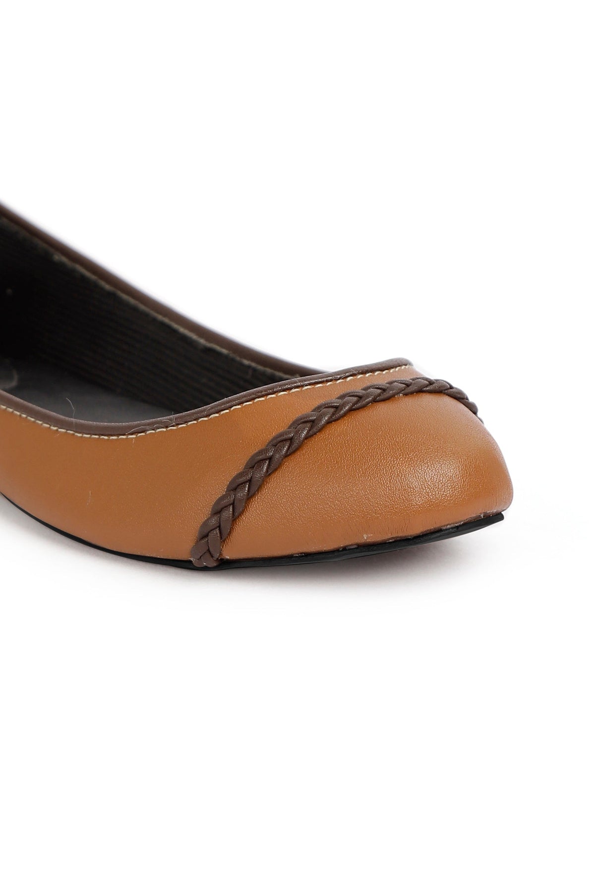 Tan Brown Cruelty Free Leather Flat Ballerinas サイズ EU38