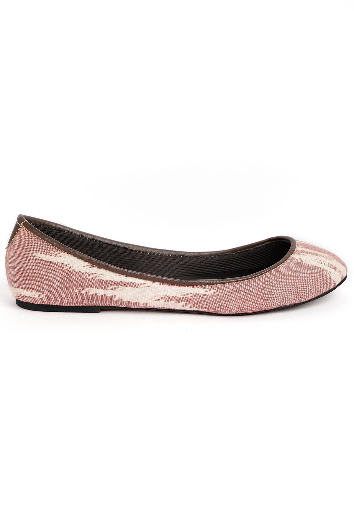 Pink and White Ikat Cruelty Free Leather Flat Ballerinas サイズ EU38