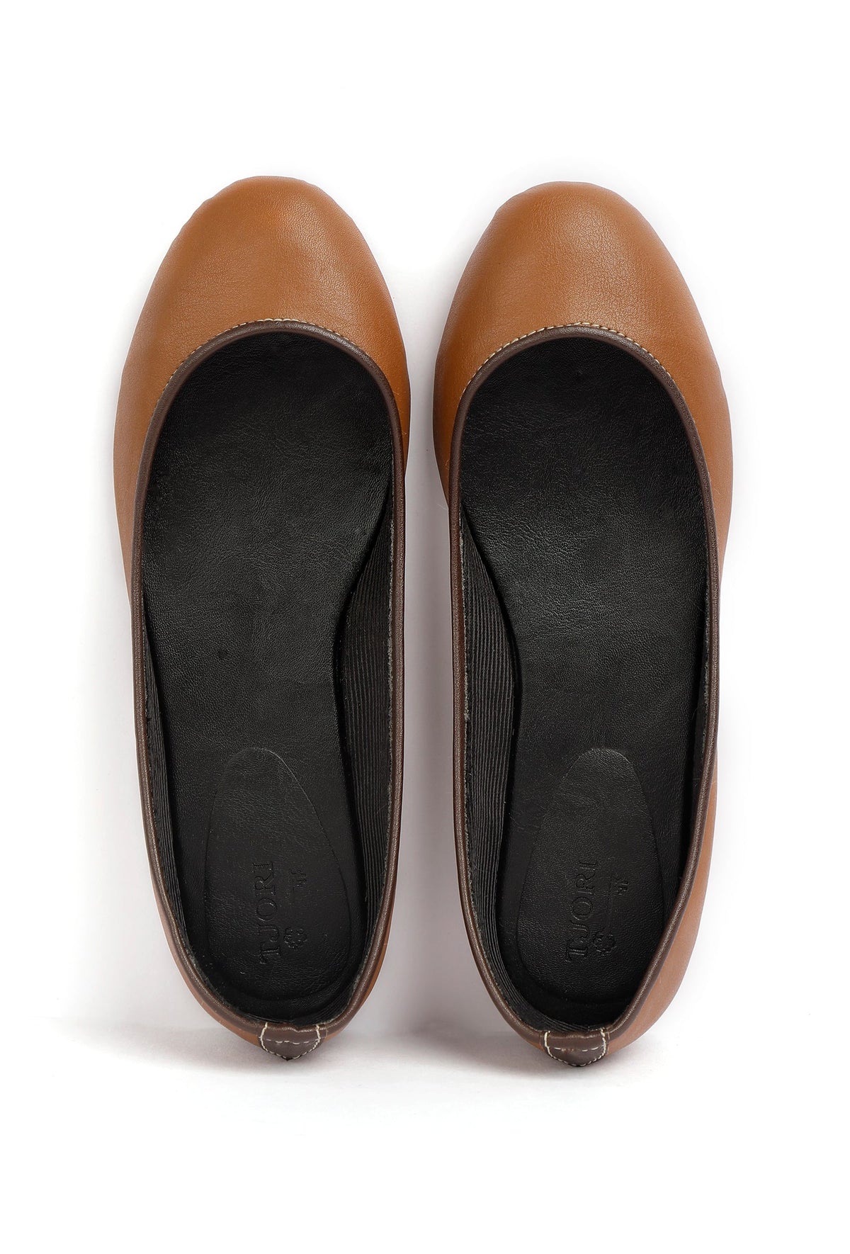 Brown Cruelty Free Leather Flat Ballerinas サイズ EU35