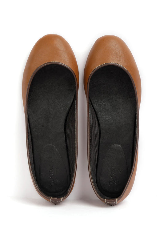 Brown Cruelty Free Leather Flat Ballerinas サイズ EU38