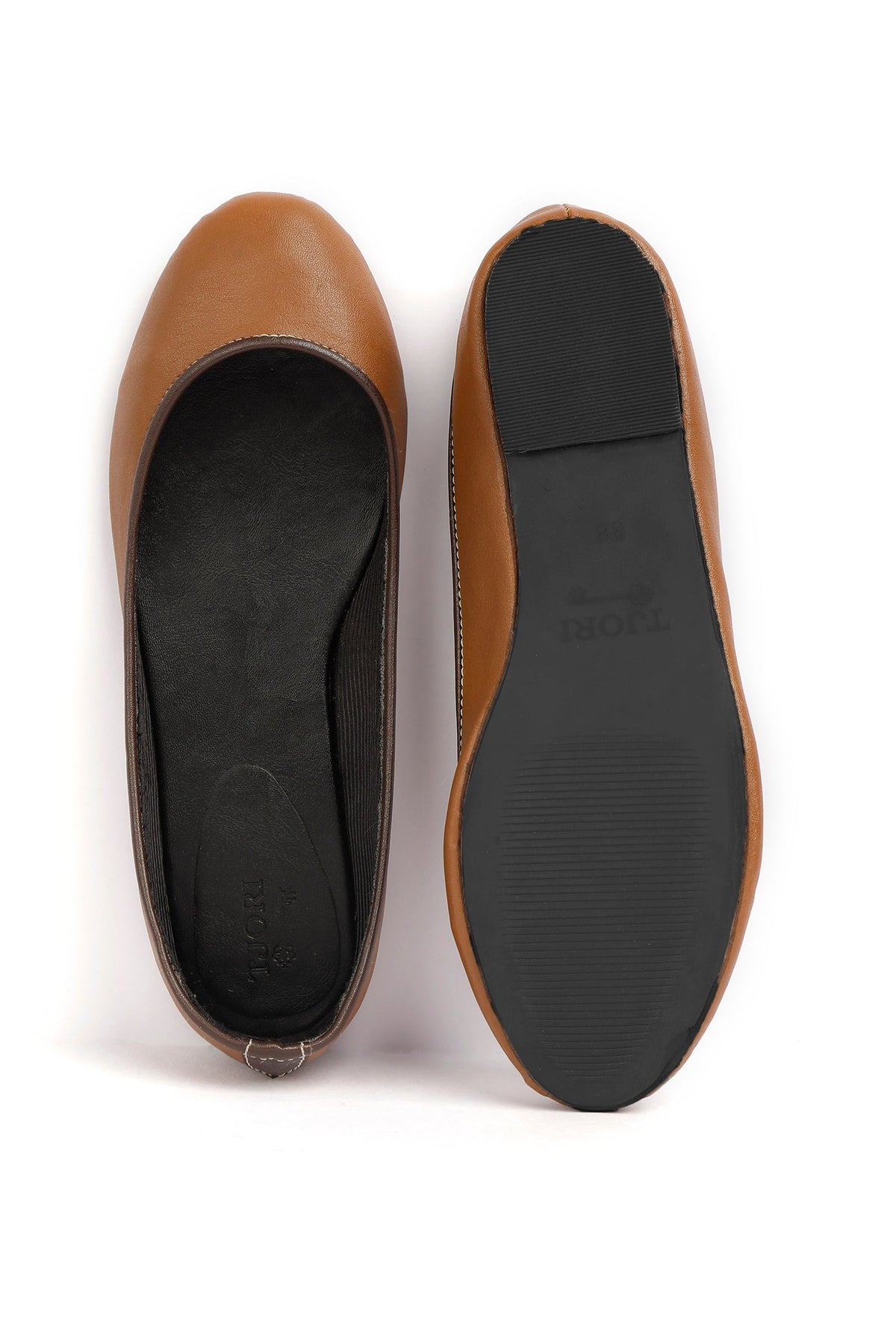 Brown Cruelty Free Leather Flat Ballerinas サイズ EU35
