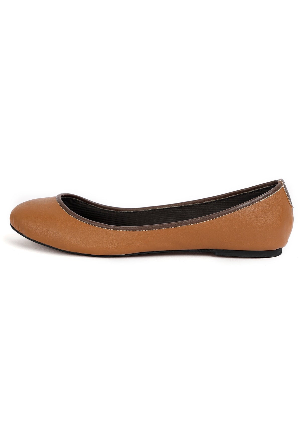 Brown Cruelty Free Leather Flat Ballerinas サイズ EU35