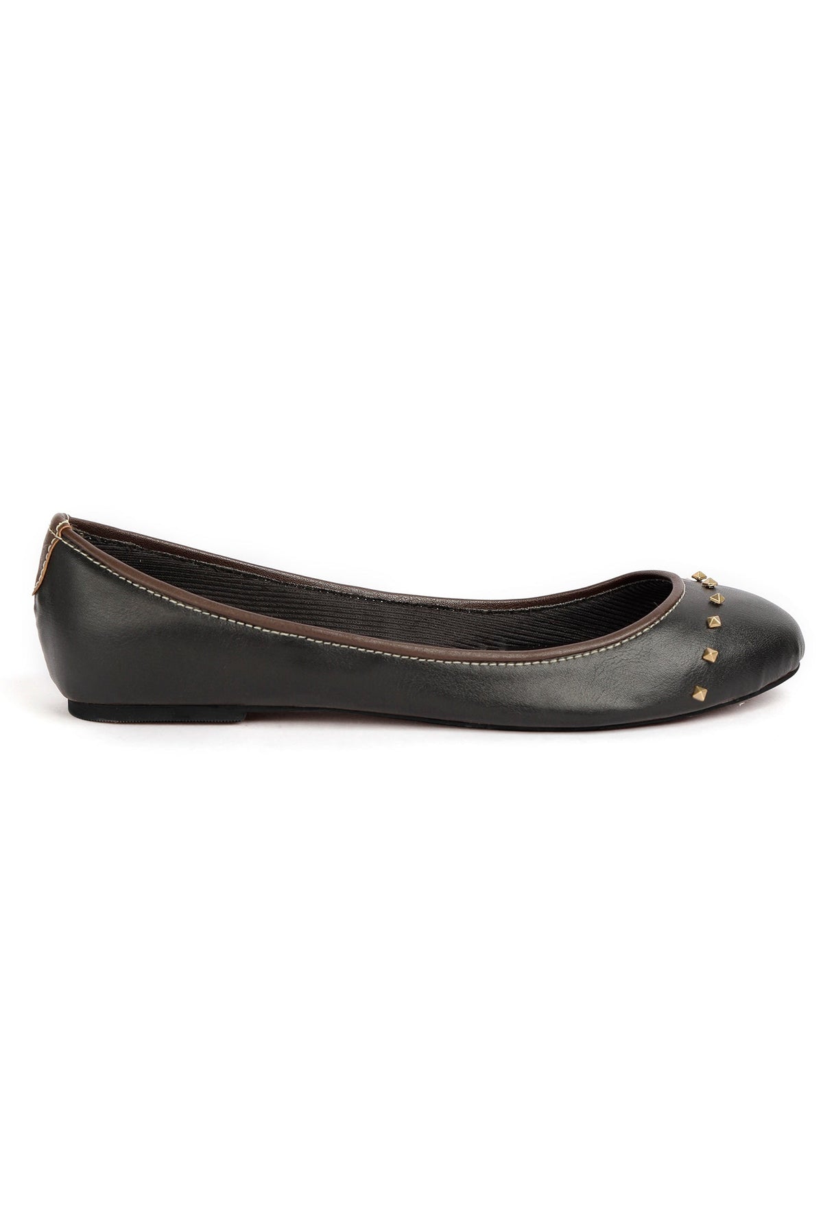 Black Beads Cruelty Free Leather Flat Ballerinas サイズ EU35