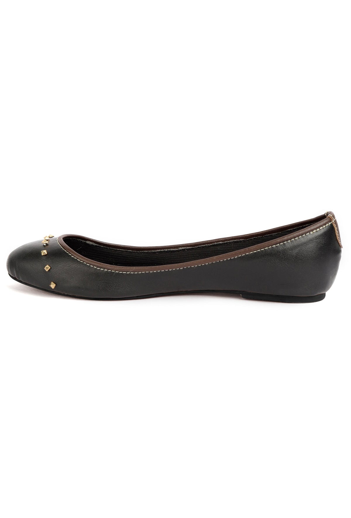 Black Beads Cruelty Free Leather Flat Ballerinas サイズ EU35