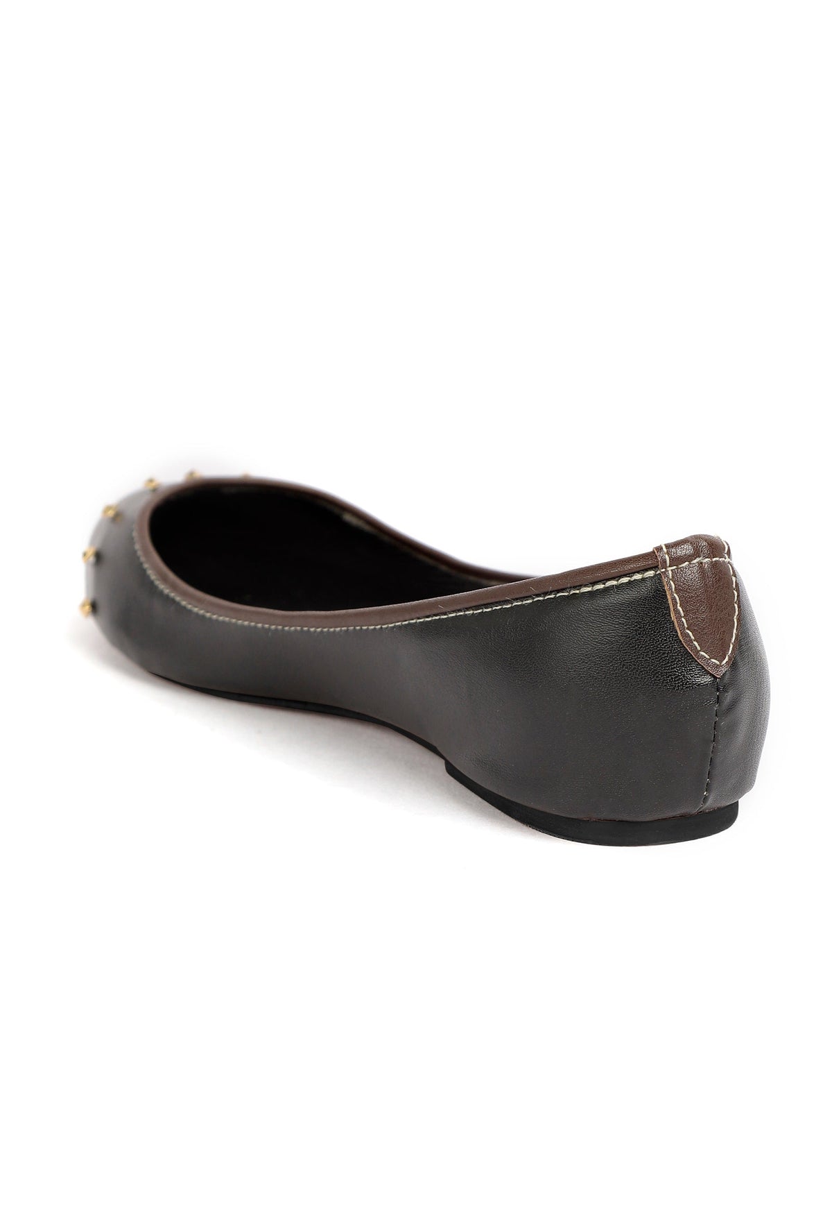 Black Beads Cruelty Free Leather Flat Ballerinas サイズ EU35