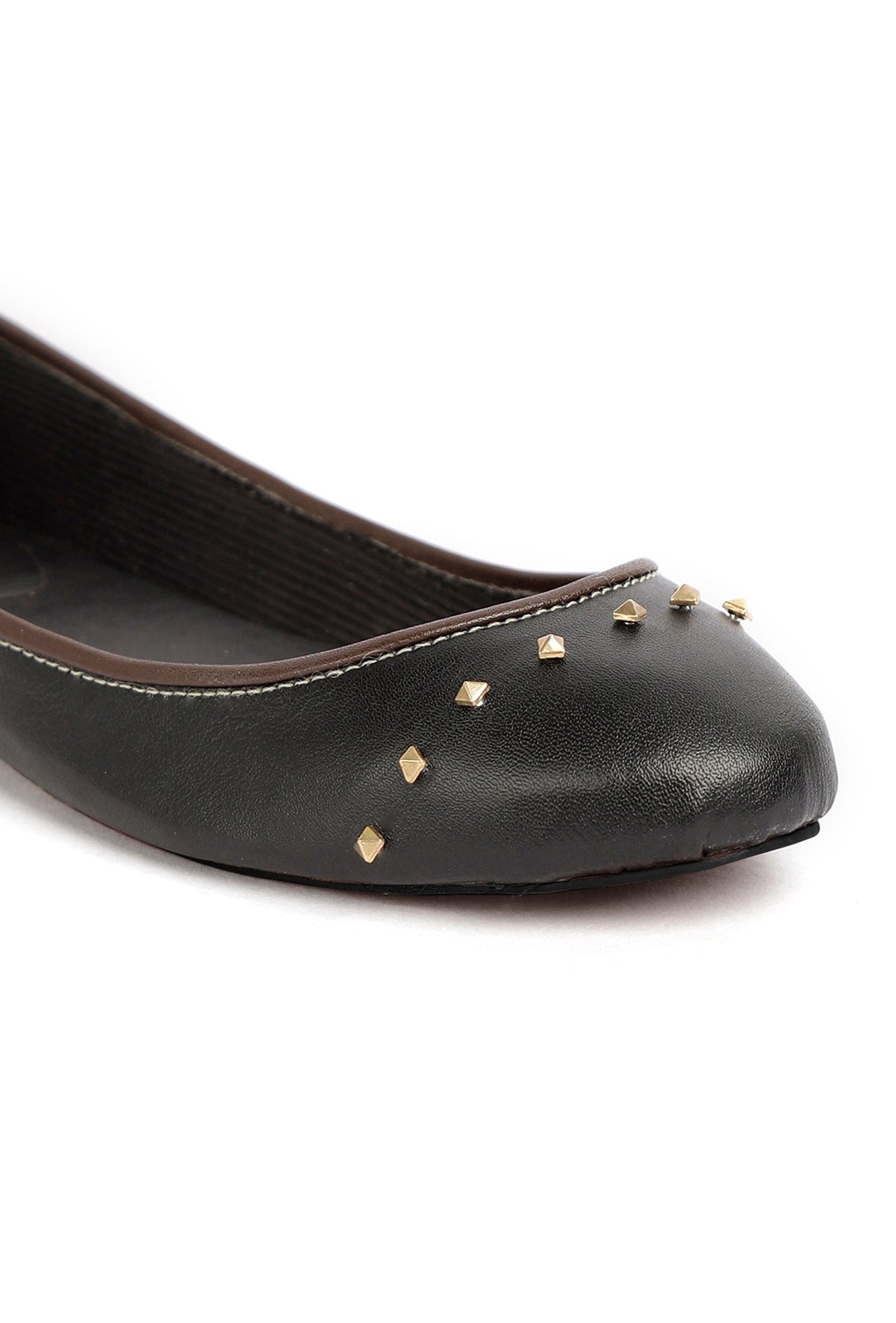 Black Beads Cruelty Free Leather Flat Ballerinas サイズ EU35