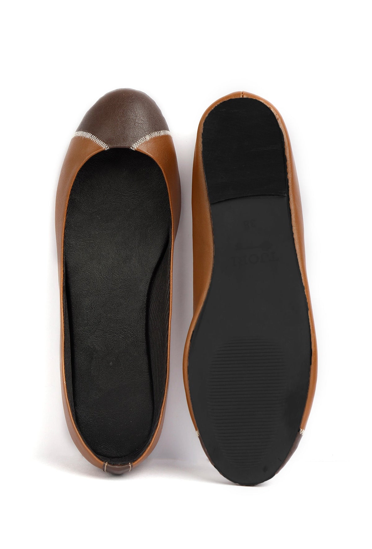 Chocolate Brown Cruelty Free Leather Flat Ballerinas サイズ EU36
