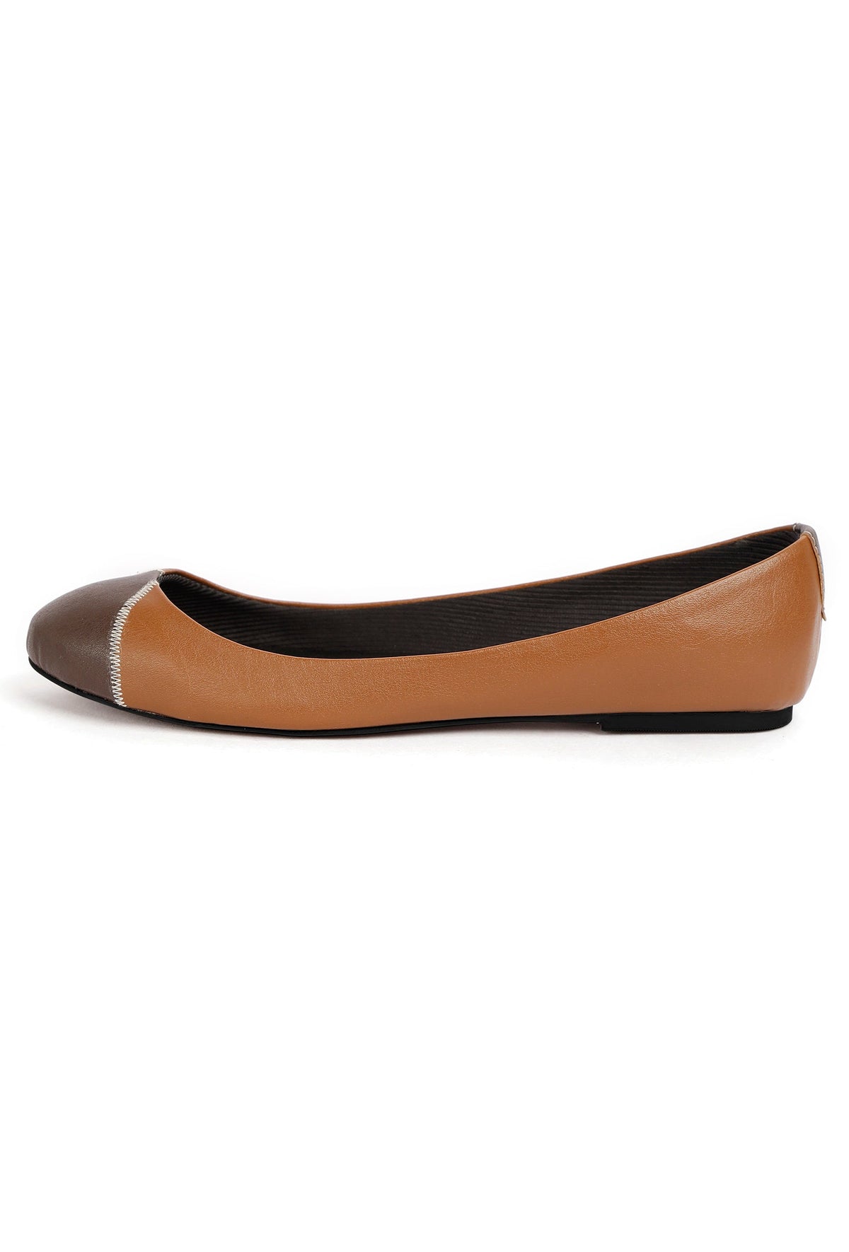 Chocolate Brown Cruelty Free Leather Flat Ballerinas サイズ EU36