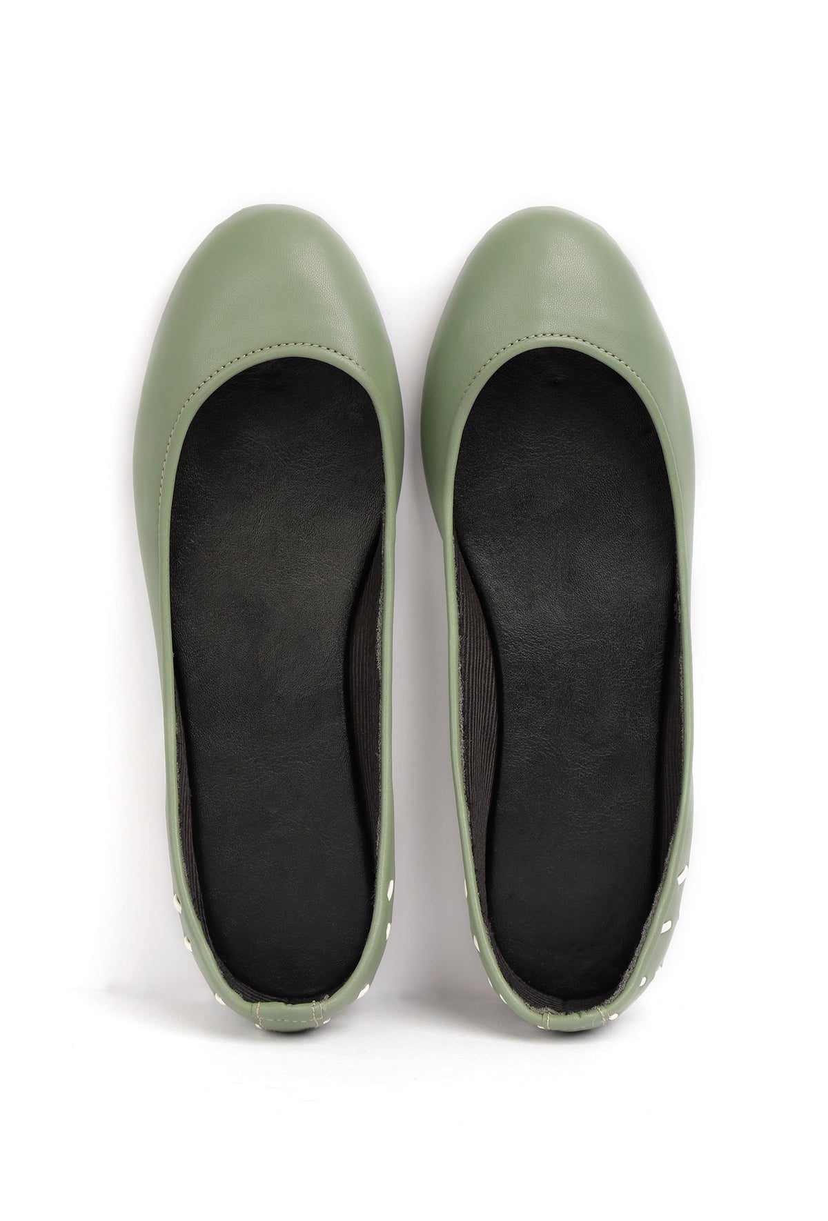 Sage Green Cruelty Free Leather Flat Ballerinas サイズ EU42