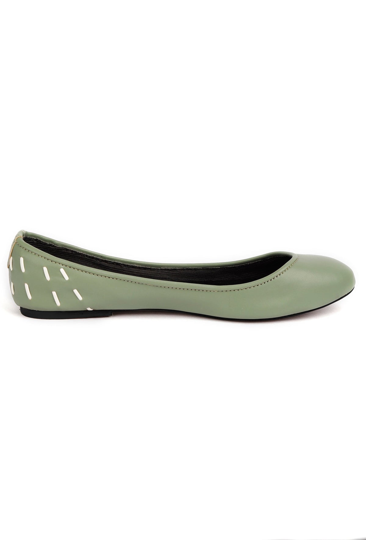 Sage Green Cruelty Free Leather Flat Ballerinas サイズ EU38