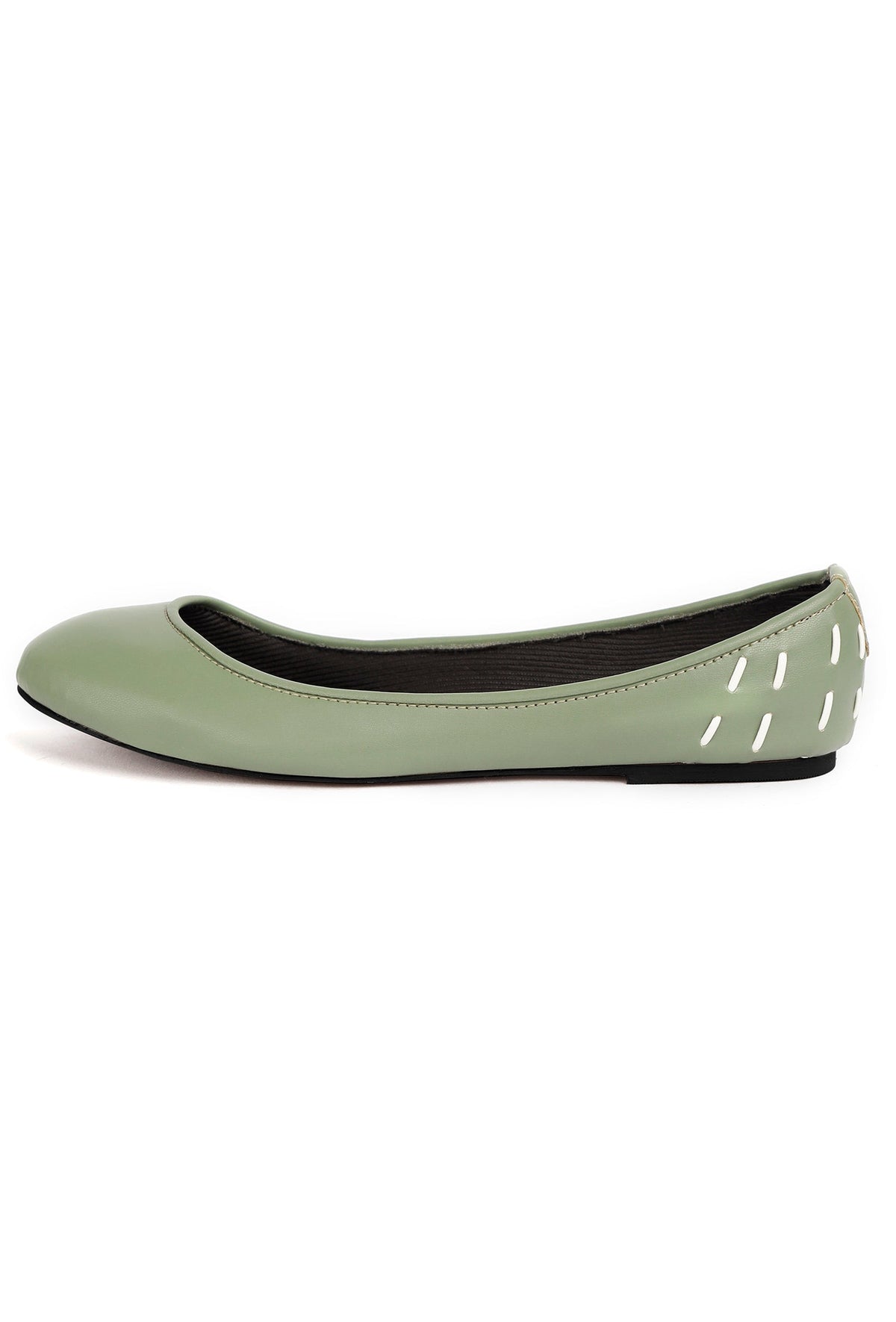 Sage Green Cruelty Free Leather Flat Ballerinas サイズ EU39