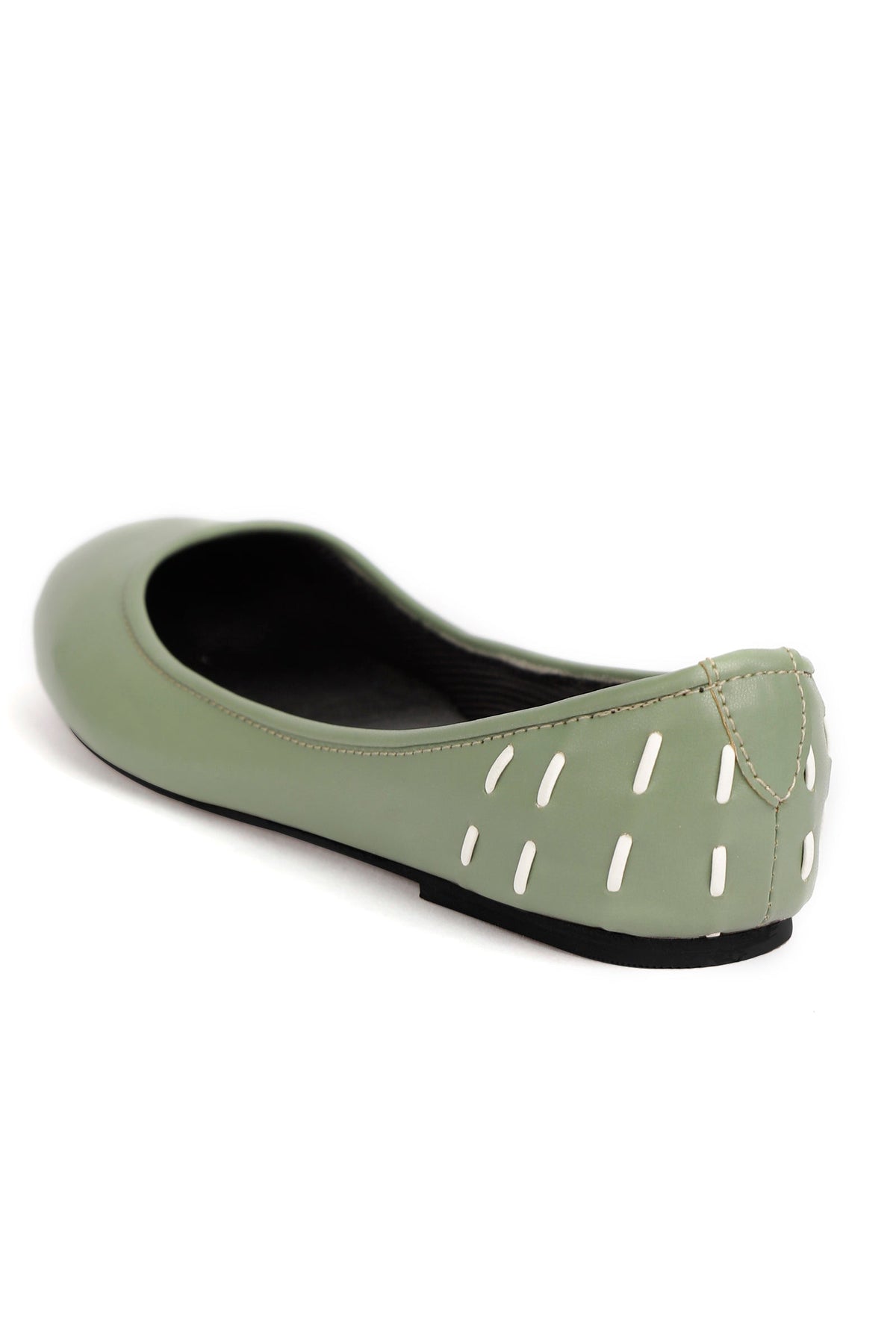 Sage Green Cruelty Free Leather Flat Ballerinas サイズ EU42