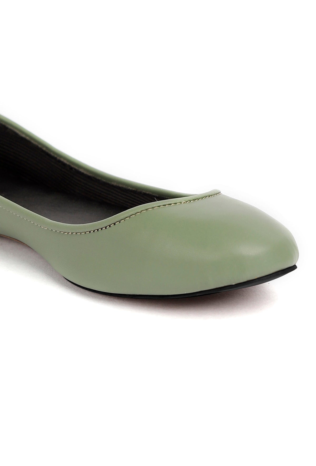 Sage Green Cruelty Free Leather Flat Ballerinas サイズ EU38