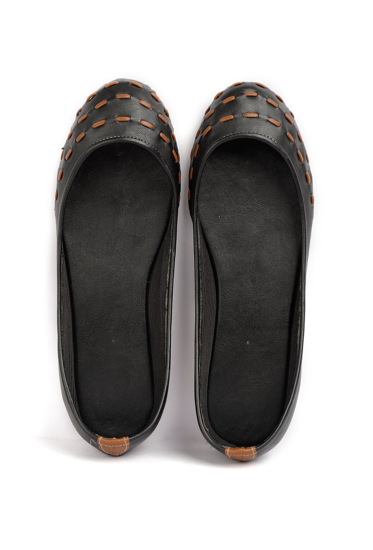 Onyx Black Cruelty Free Leather Flat Ballerinas サイズ EU35