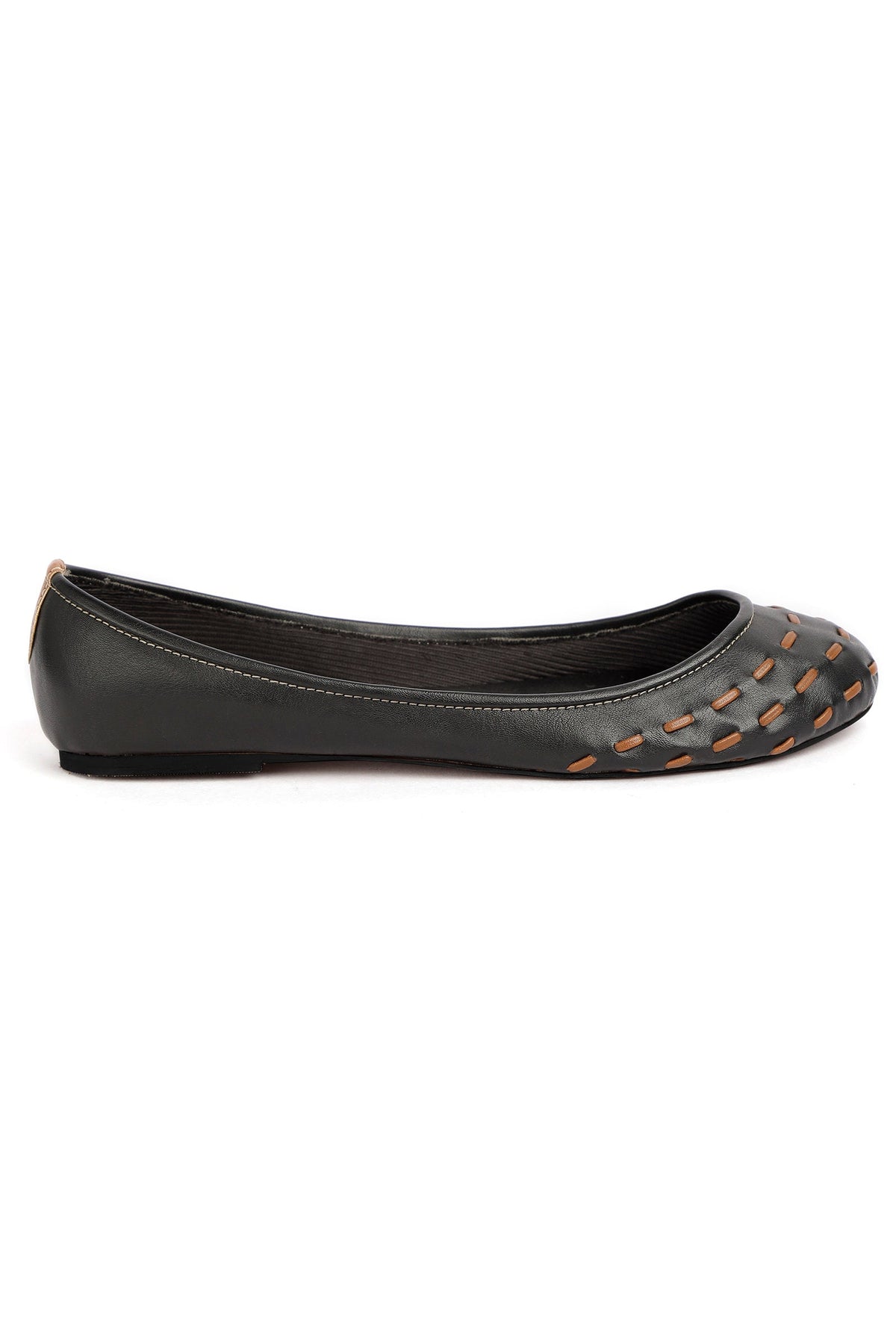 Onyx Black Cruelty Free Leather Flat Ballerinas サイズ EU35