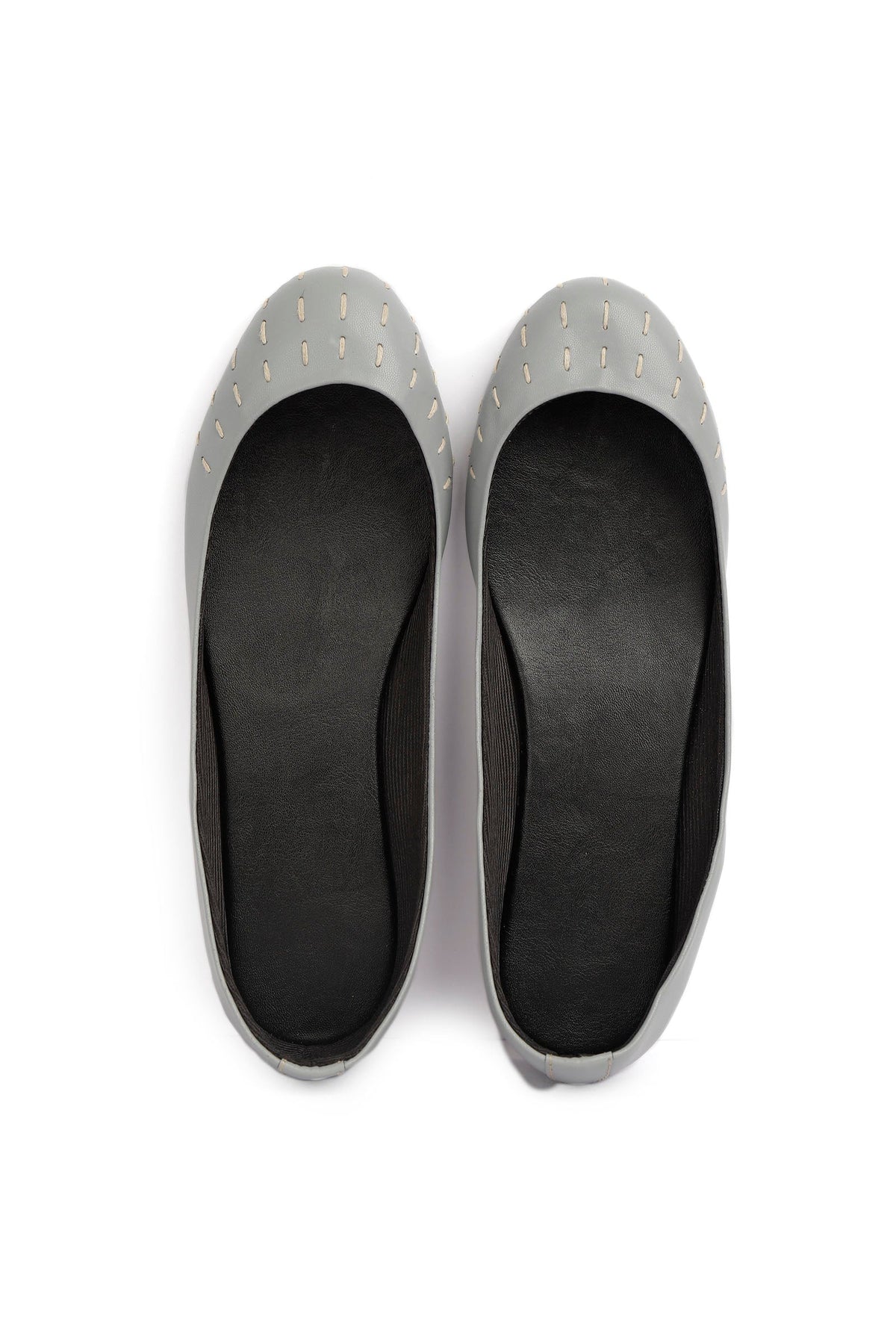 Steel Grey Cruelty Free Leather Flat Ballerinas サイズ EU41