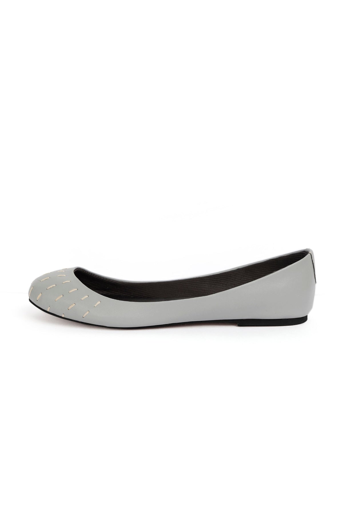 Steel Grey Cruelty Free Leather Flat Ballerinas サイズ EU39